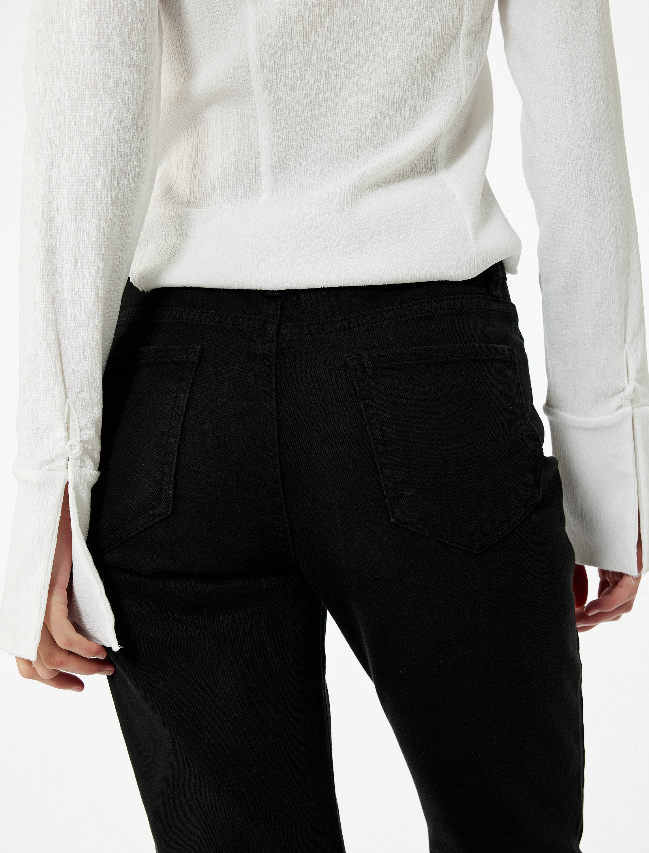   Yüksek Bel Dar Kalıp Pamuklu İspanyol Paça Jean Pantolon - Flare Jeans