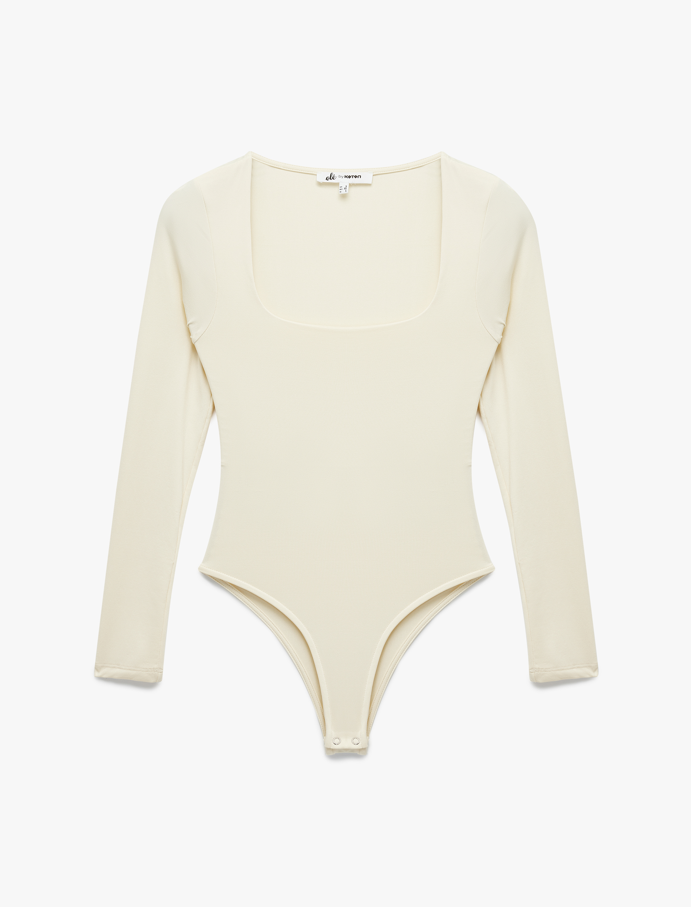   Kare Yaka Uzun Kollu Slim Fit Çıtçıtlı Body