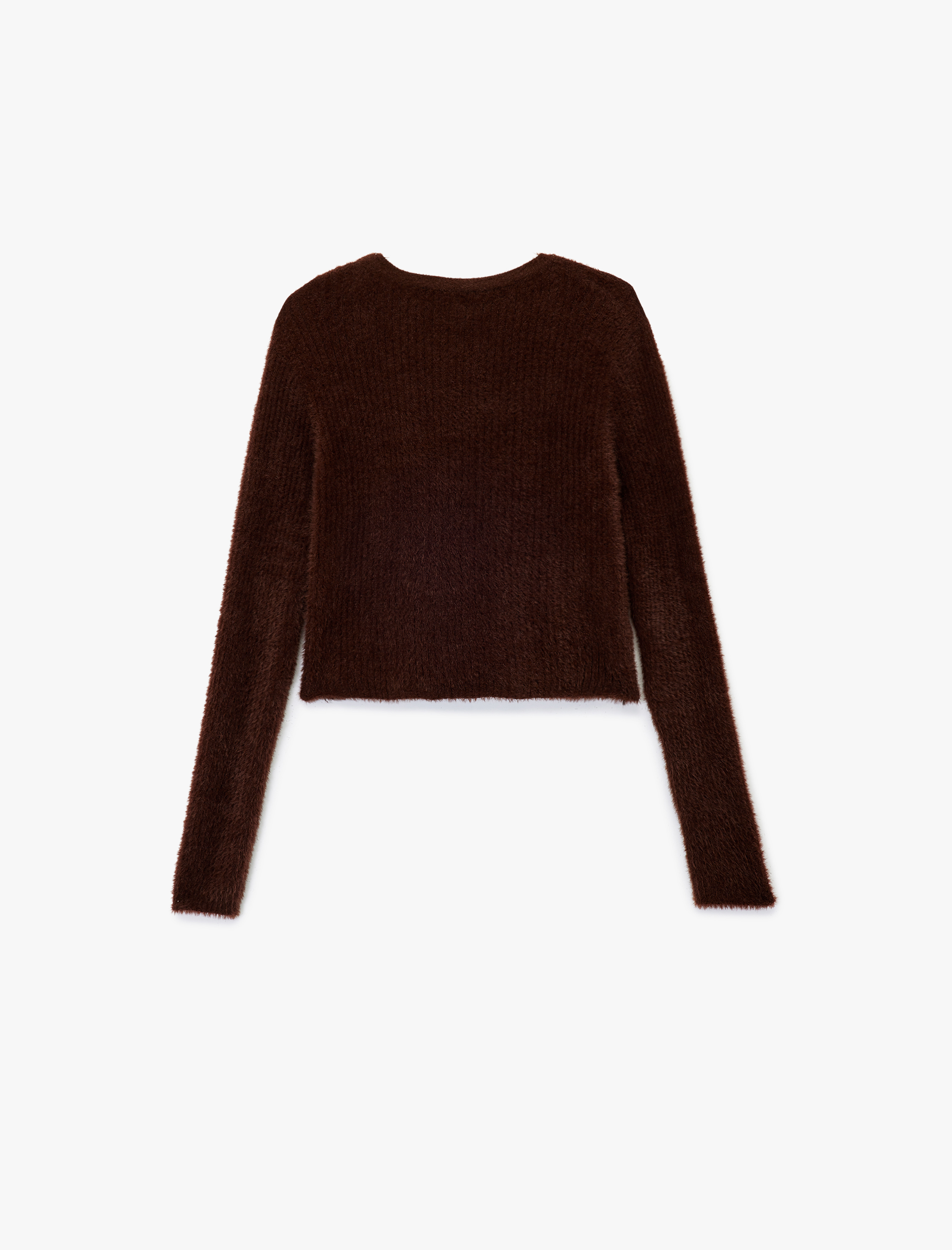   Uzun Kollu Bisiklet Yaka Crop Triko Kazak