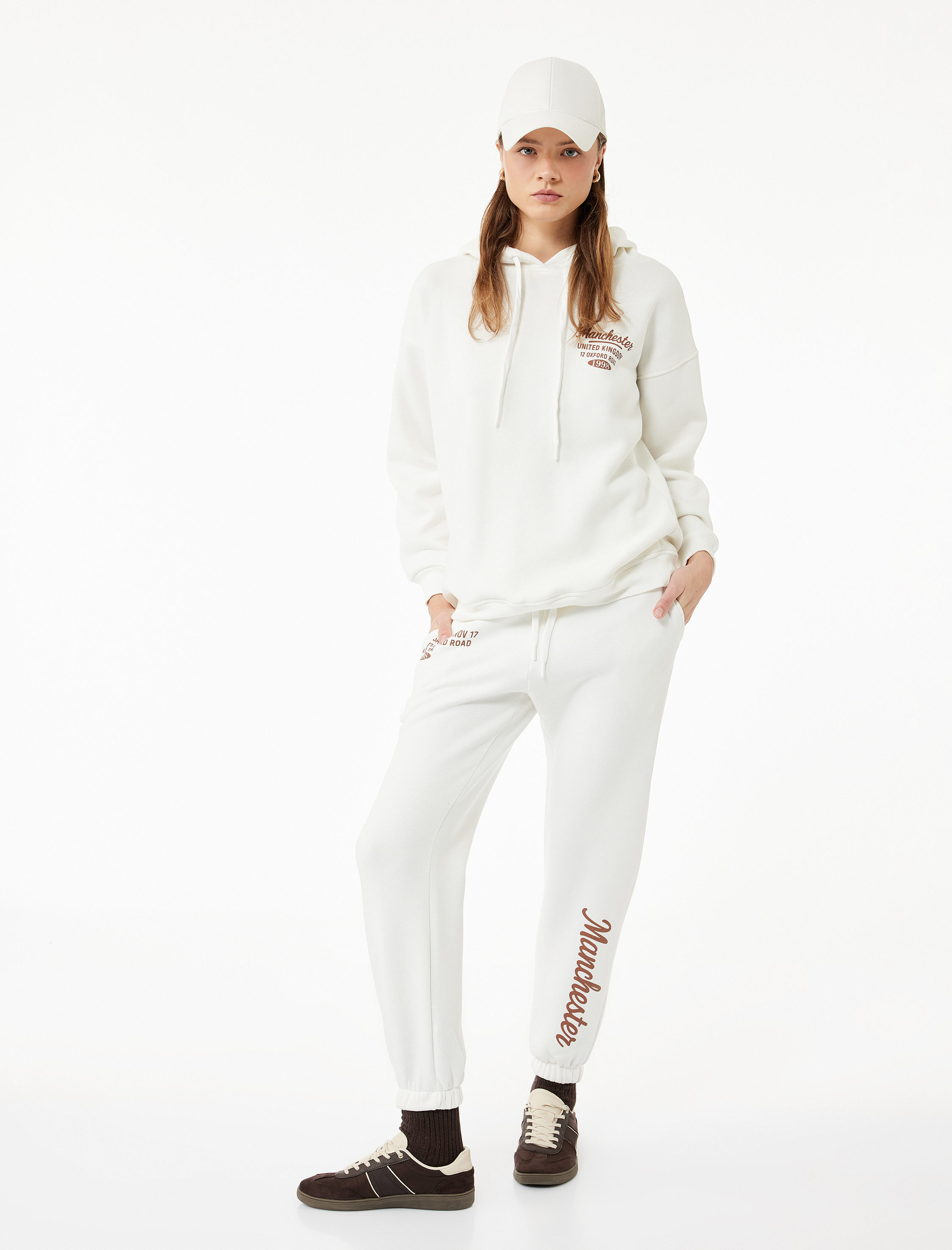   Üç İplik Şardonlu Arkası Baskılı Kapüşonlu Oversize Sweatshirt