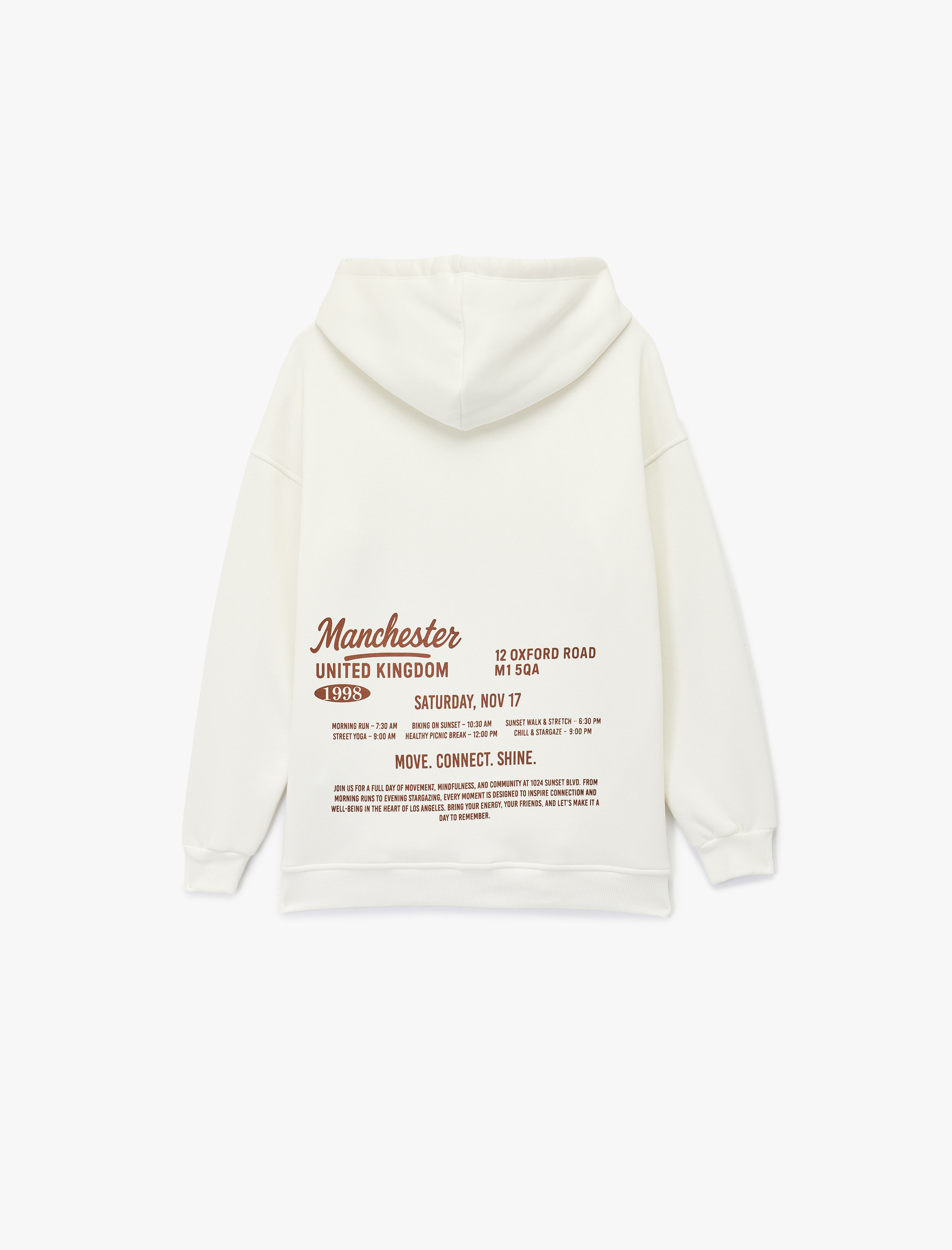   Üç İplik Şardonlu Arkası Baskılı Kapüşonlu Oversize Sweatshirt