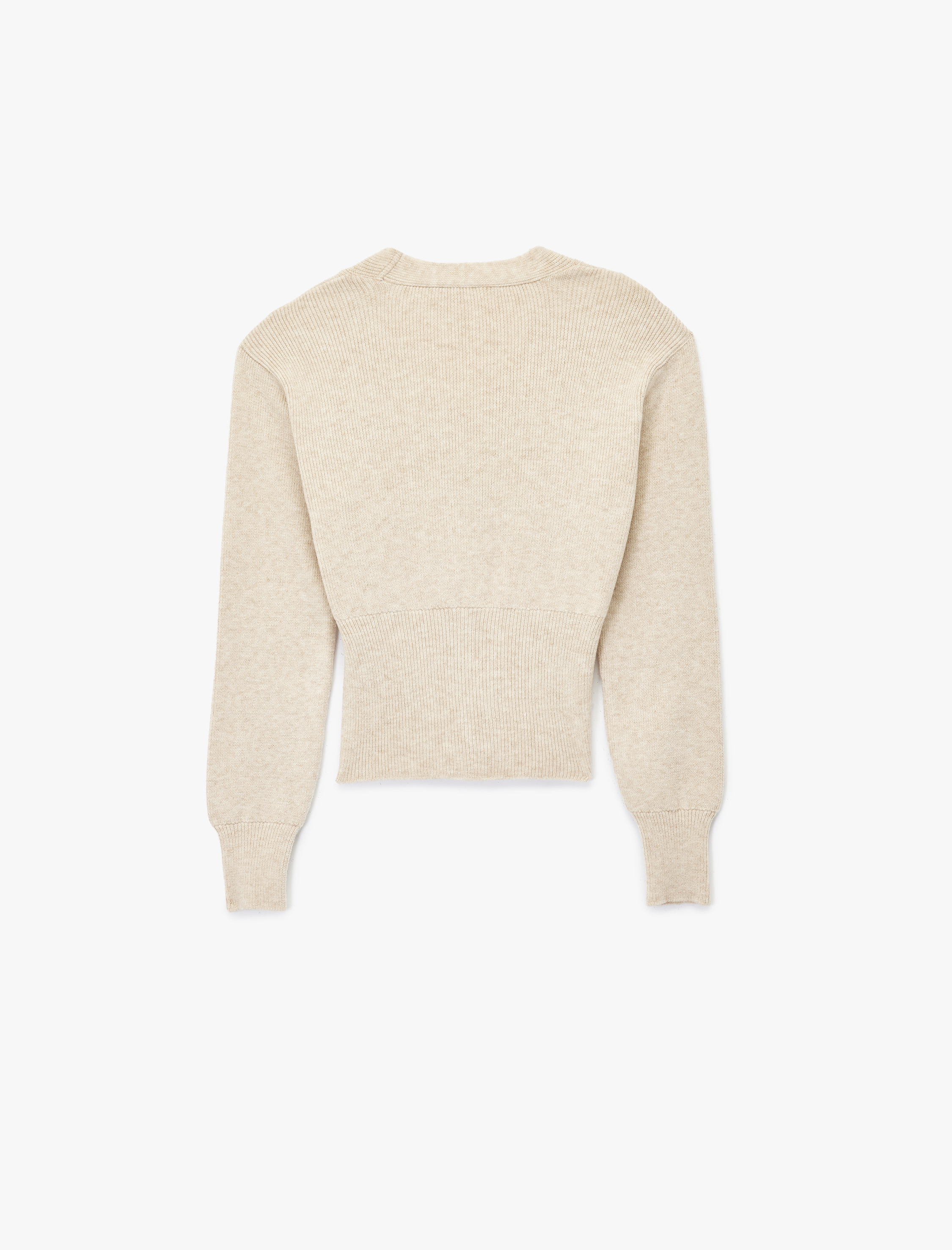   Düğmeli V Yaka Uzun Kollu Triko Hırka