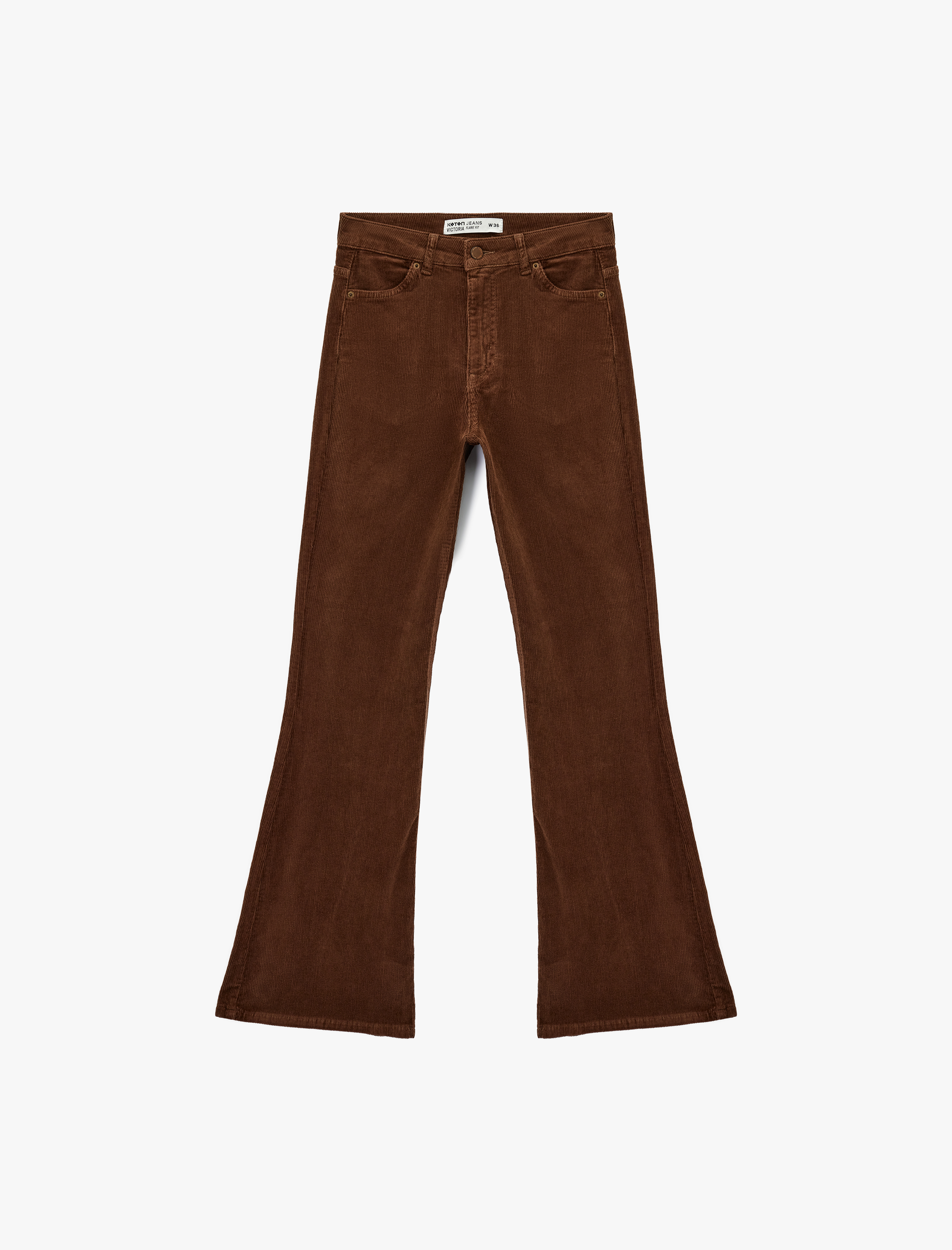   Dar Kesim Düğmeli Cepli İspanyol Paça Kadife Pantolon - Flare Jeans