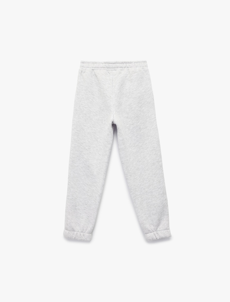  Kız Çocuk Şardonlu Beli Lastikli Baskılı Basic Jogger Eşofman Altı