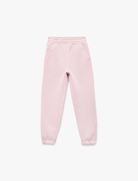 Şardonlu Beli Lastikli Baskılı Basic Jogger Eşofman Altı