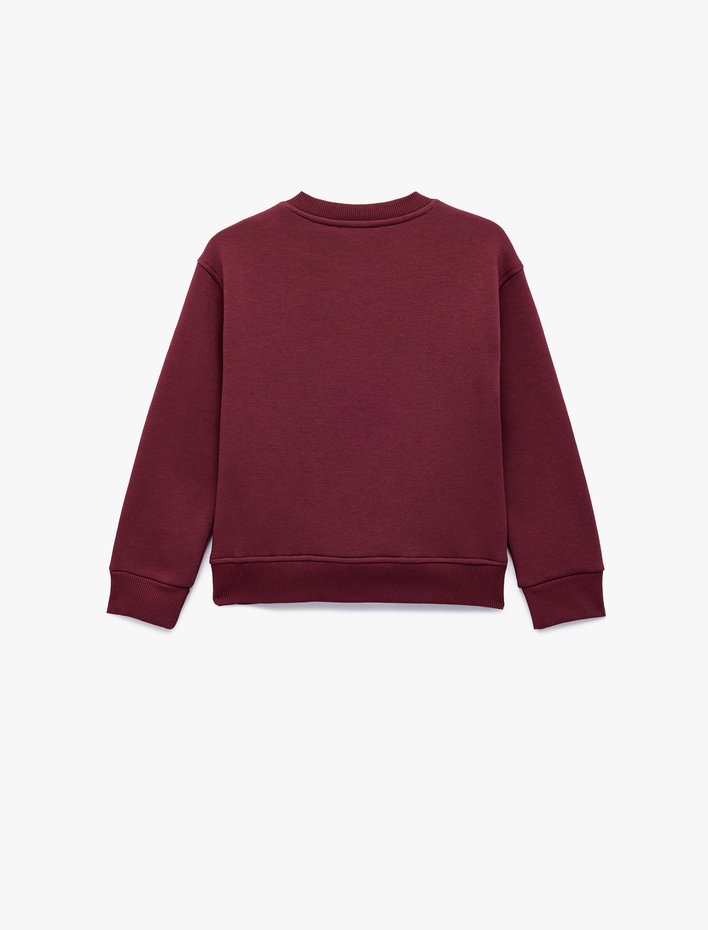 Kız Çocuk Ayıcık Baskılı Uzun Kollu Bisiklet Yaka Sweatshirt