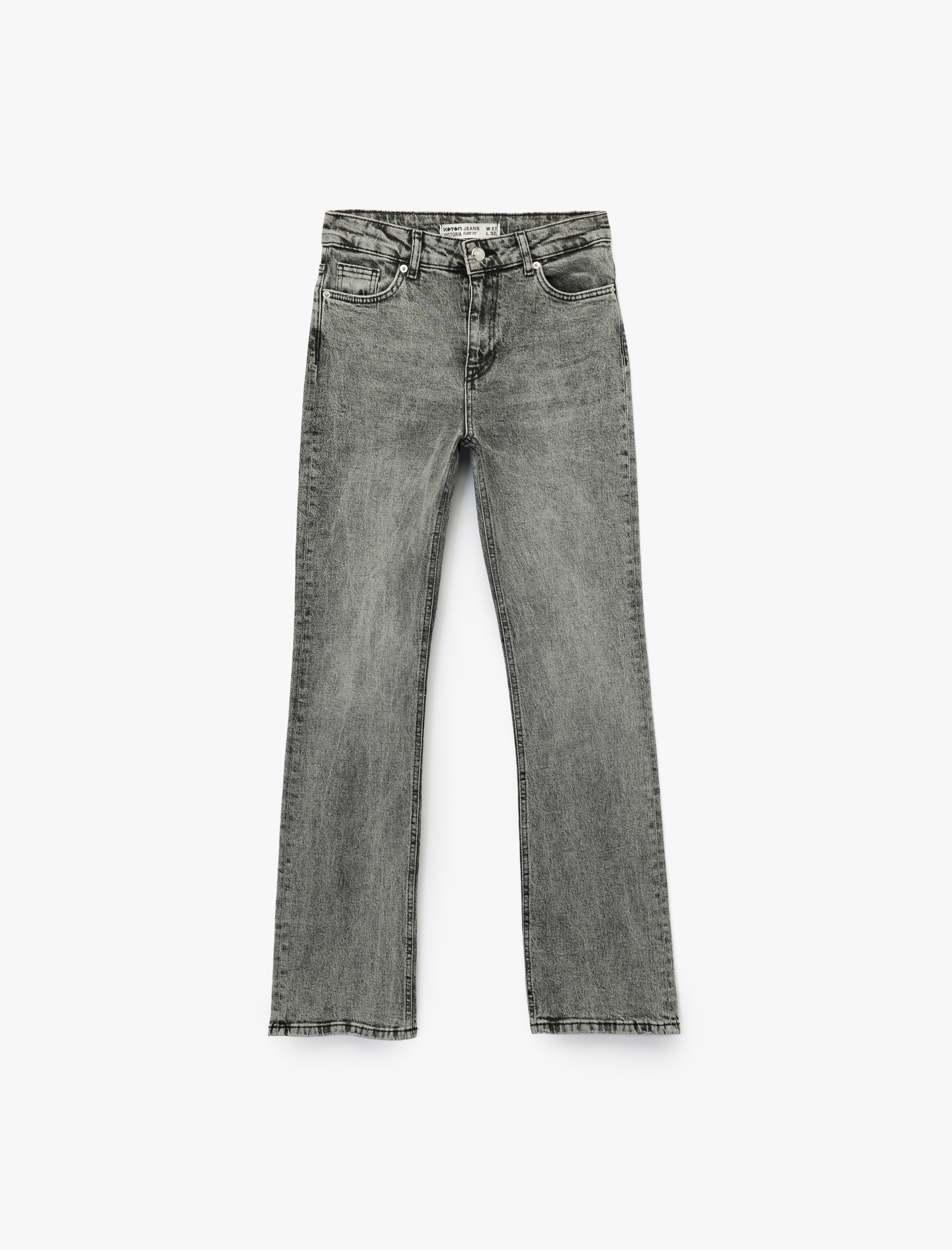   Pamuklu Dar Kalıp Yıkamalı İspanyol Paça Jean Pantolon - Flare Jeans