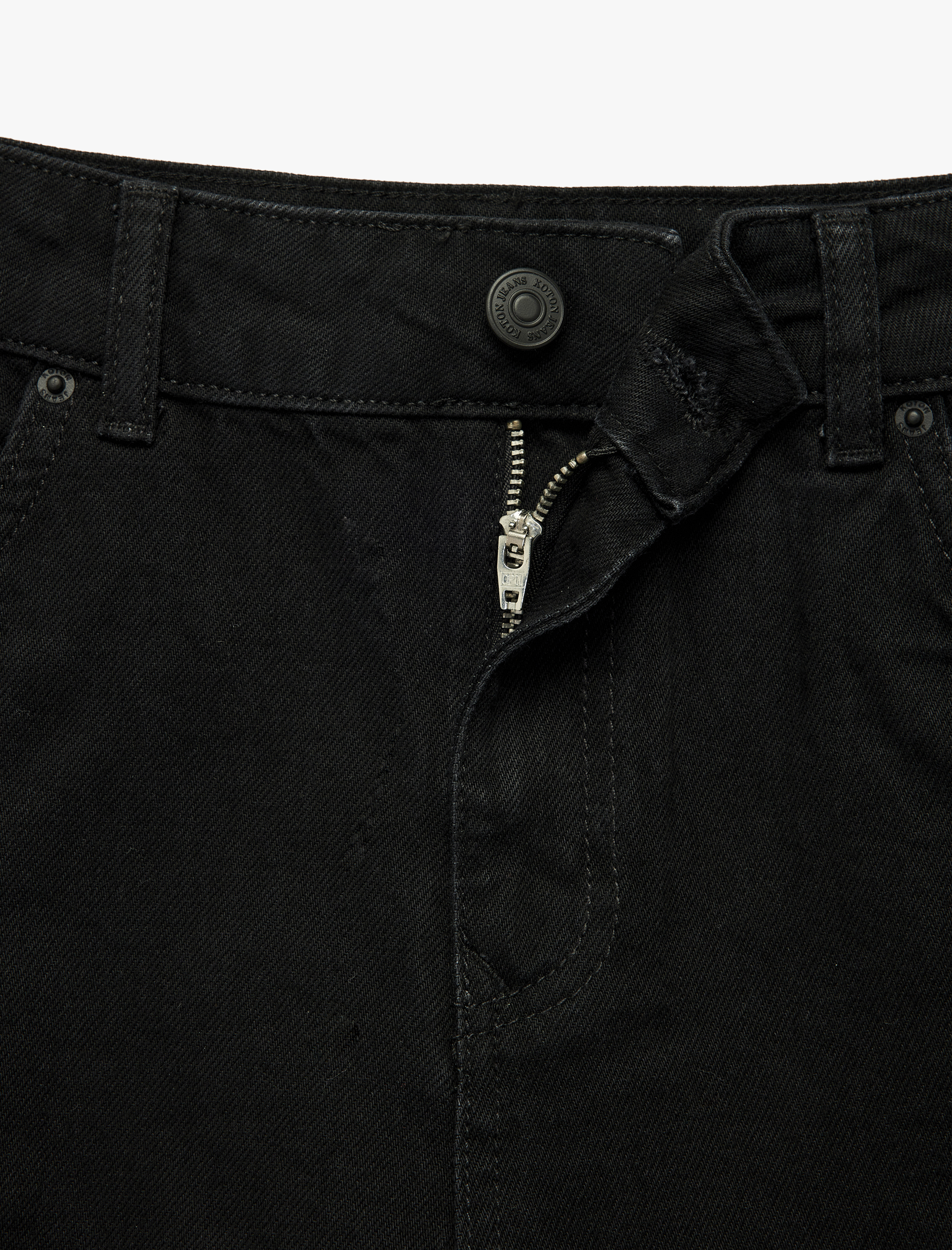   Düğmeli Mini A Kesim Volanlı Denim Etek