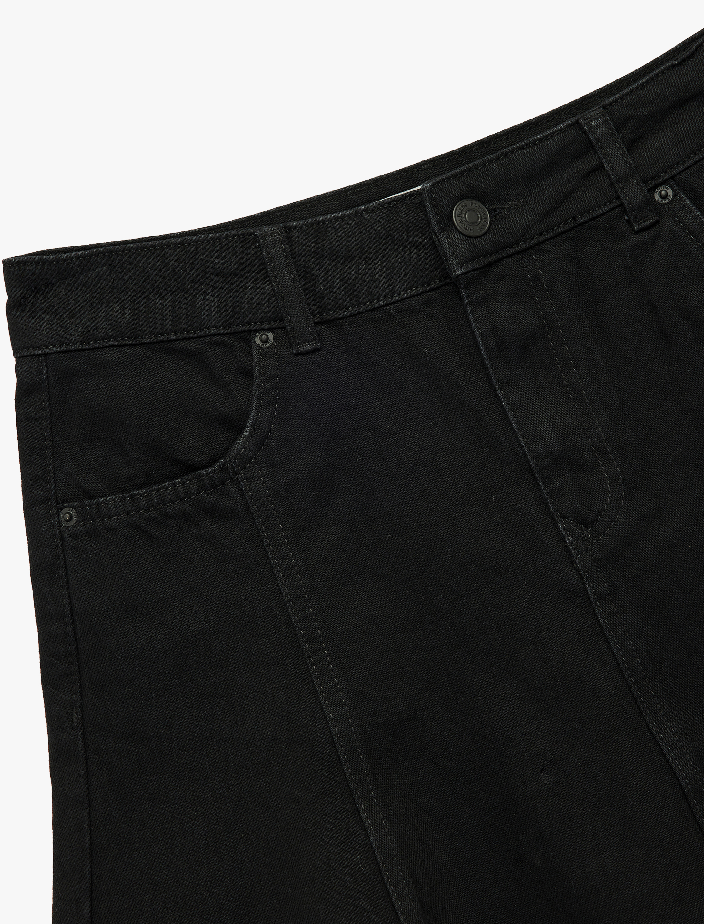   Düğmeli Mini A Kesim Volanlı Denim Etek