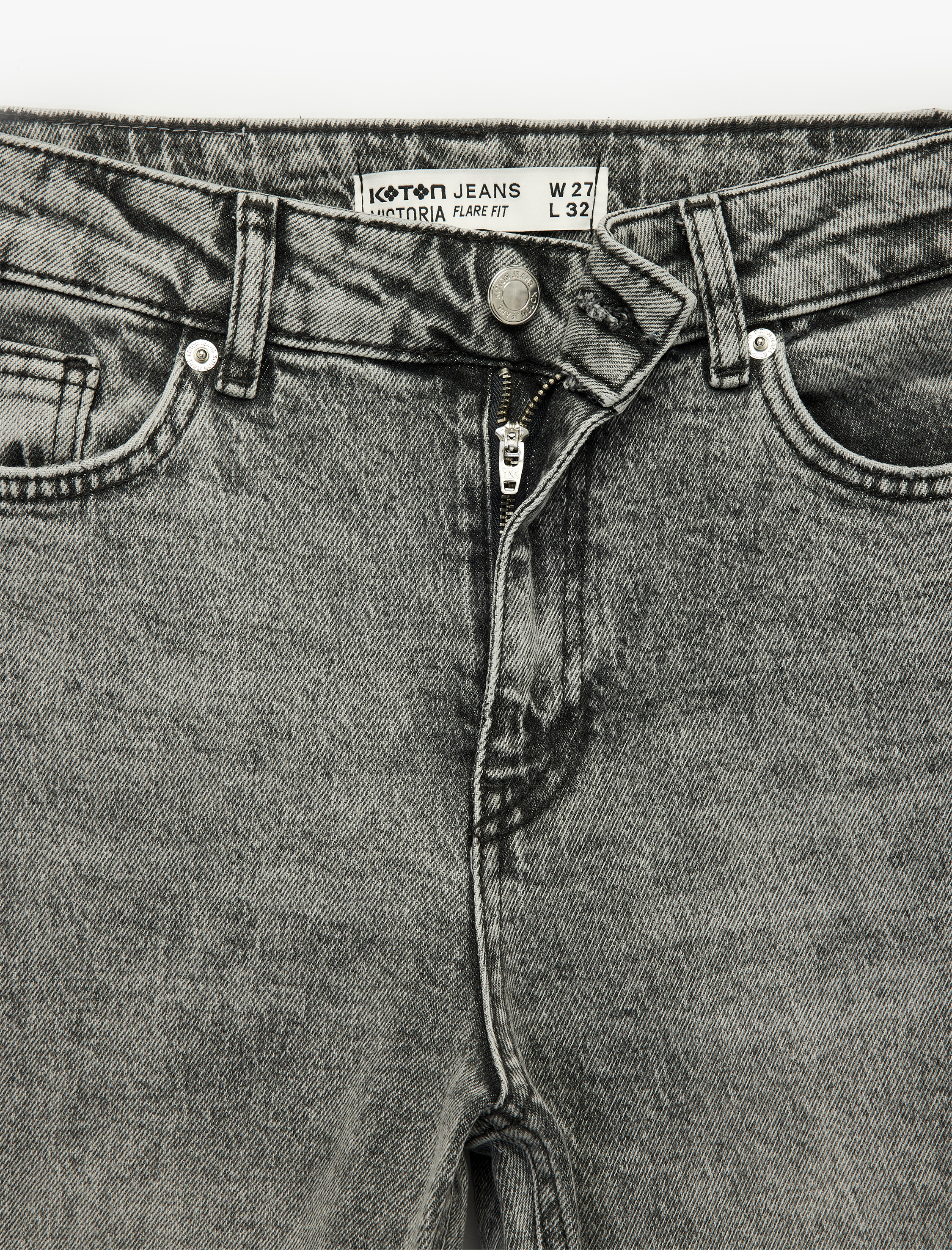   Pamuklu Dar Kalıp Yıkamalı İspanyol Paça Jean Pantolon - Flare Jeans