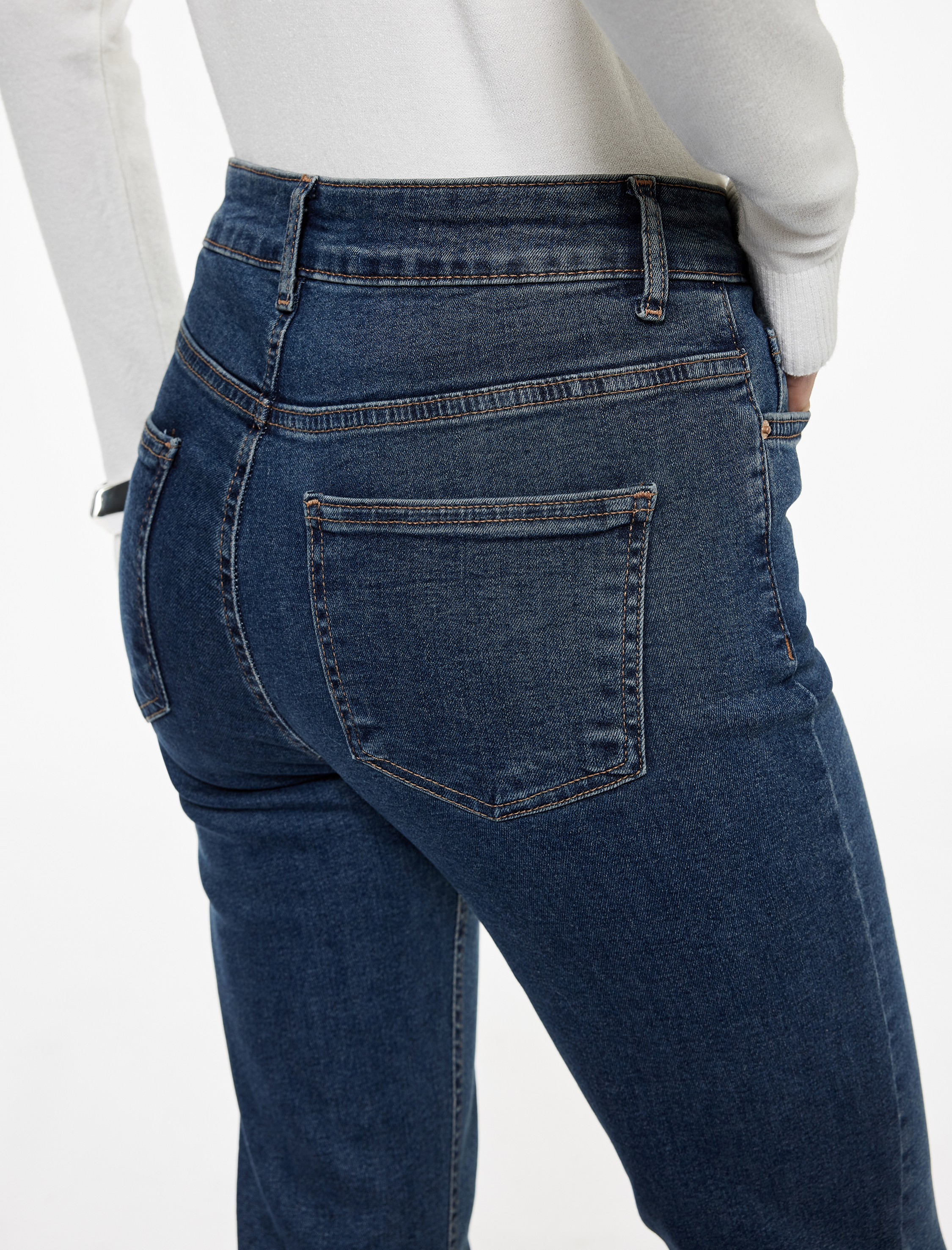   Düğmeli Cepli Dar Kalıp Pamuklu İspanyol Paça Crop Jean Pantolon -  Kick Flare Jeans