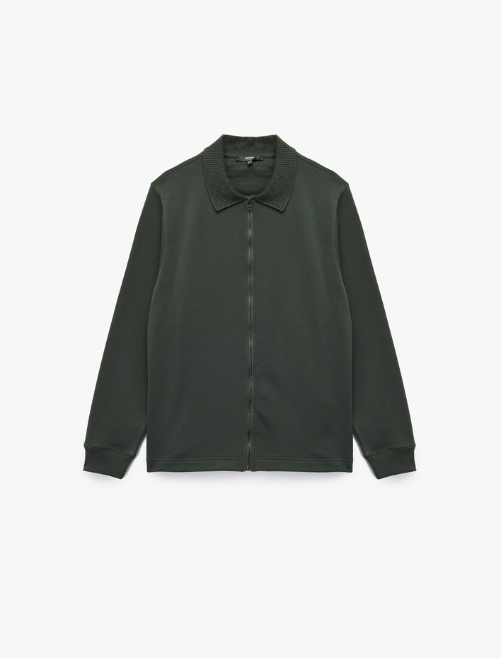  Regular Fit Uzun Kollu Şardonlu Fermuarlı Hırka