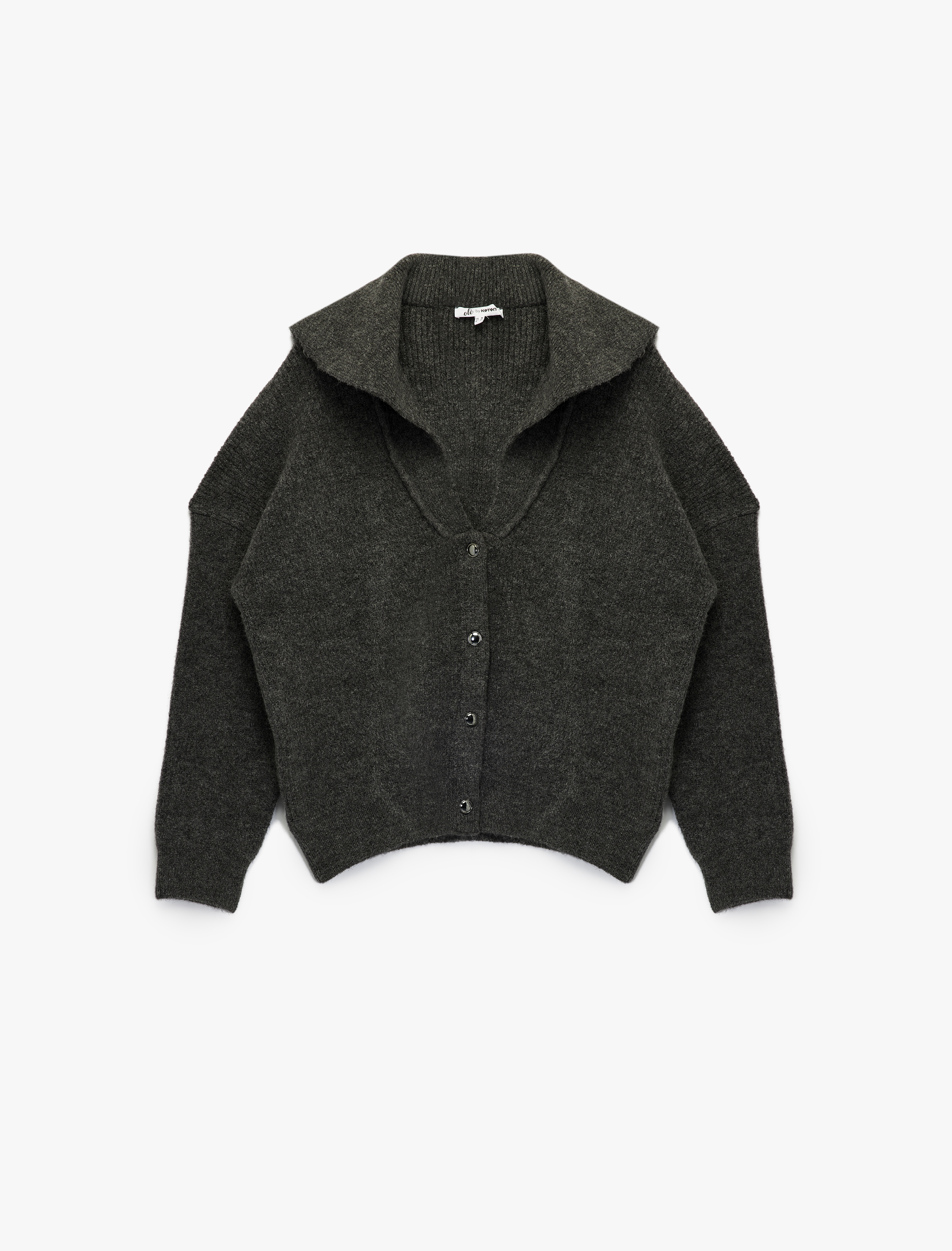   Rahat Kalıp Düğmeli Uzun Kollu Geniş V Yaka Triko Hırka