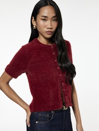 Kısa Kollu Bisiklet Yaka Peluş Triko Hırka