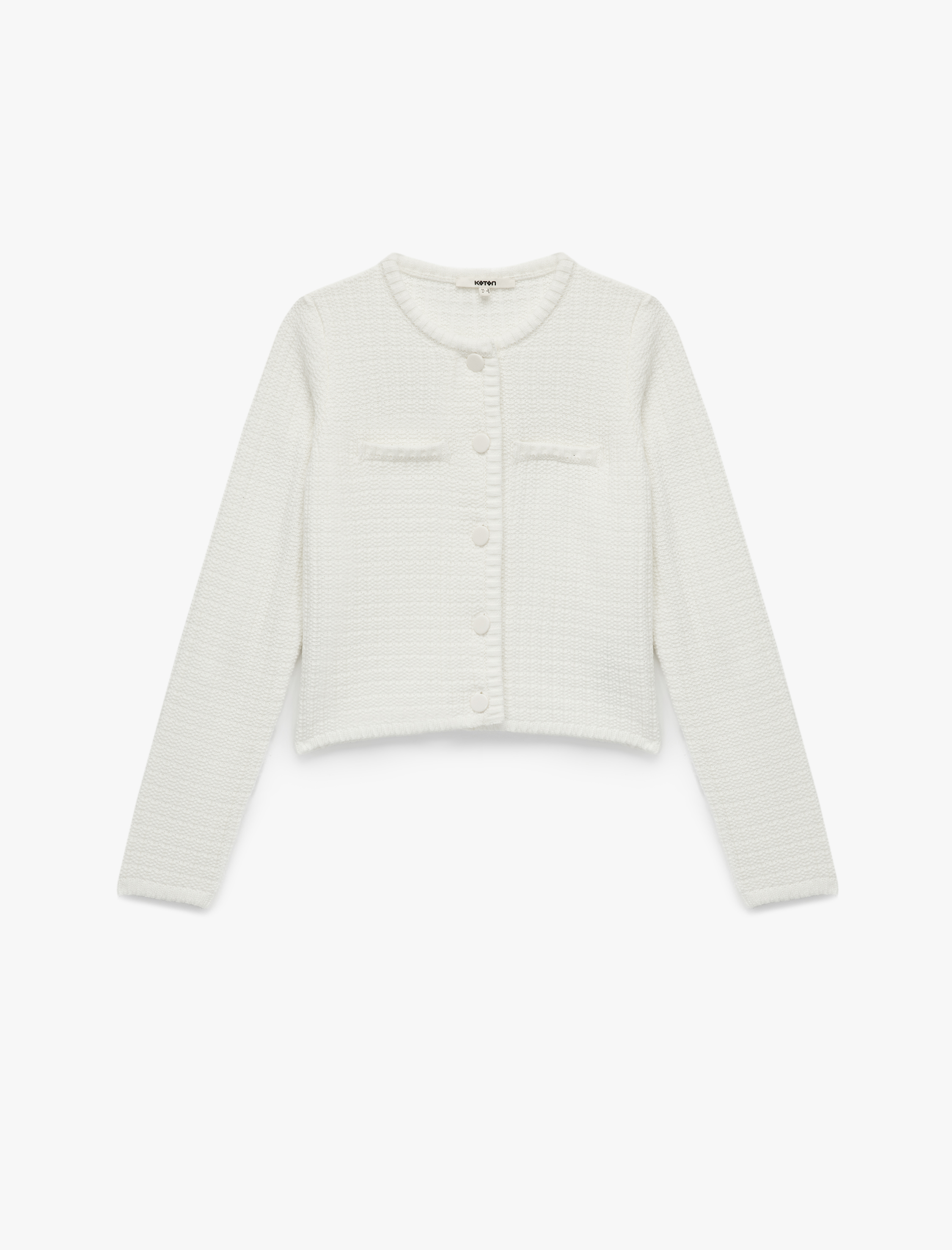   Aplike Detaylı Uzun Kollu Bisiklet Yaka Triko Hırka