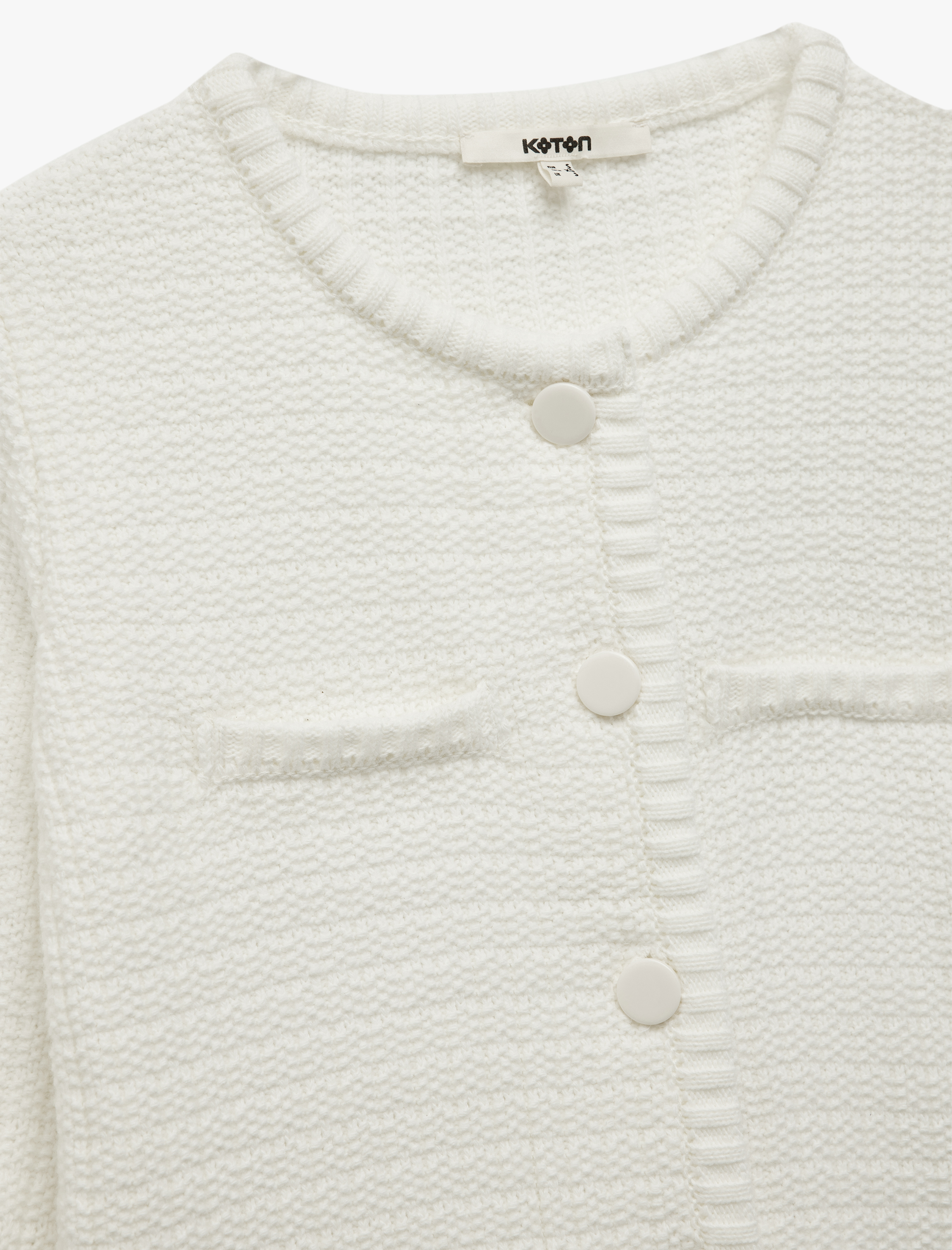   Aplike Detaylı Uzun Kollu Bisiklet Yaka Triko Hırka