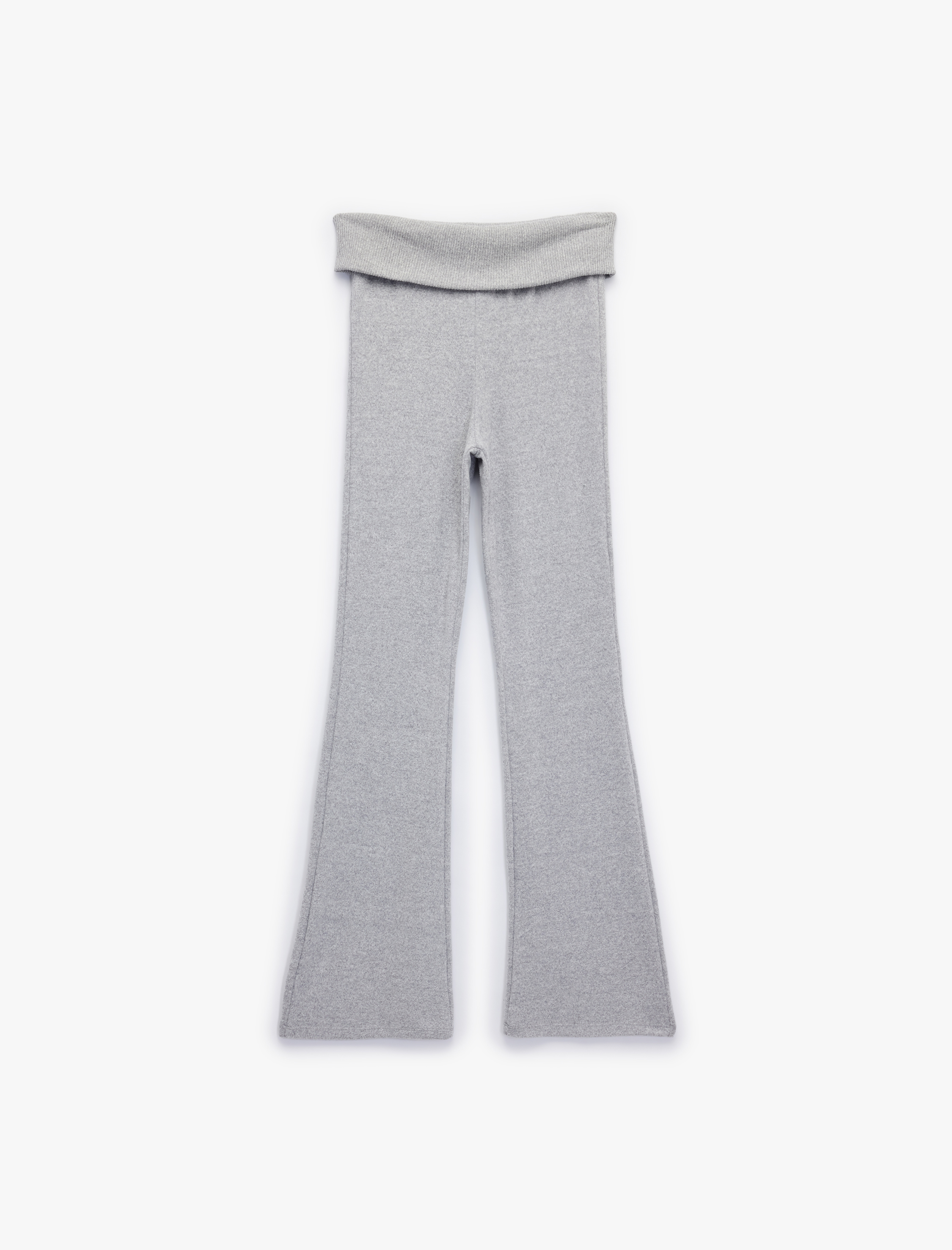   Viskon Karışımlı Yüksek Bel İspanyol Paça Tayt Pantolon