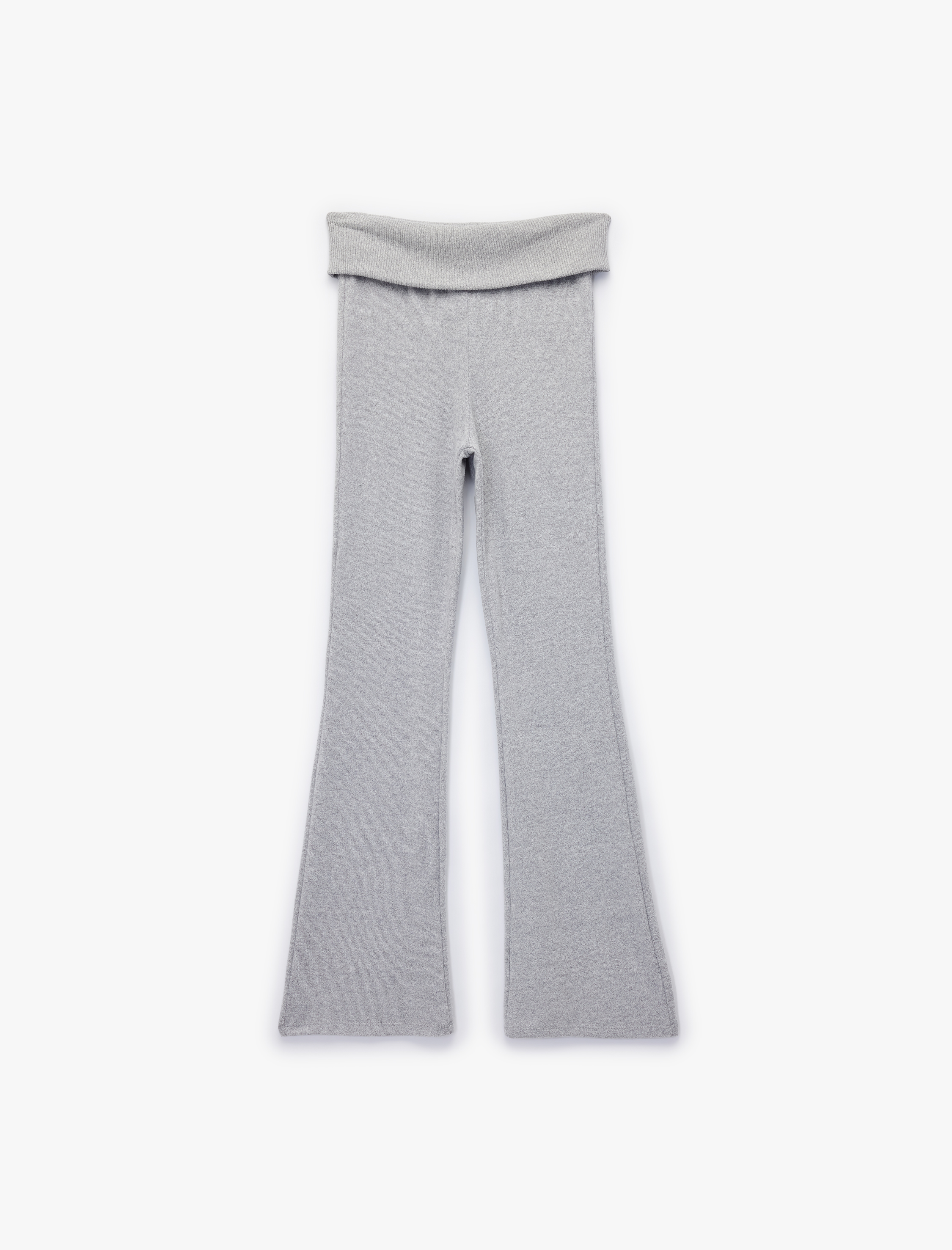   Viskon Karışımlı Yüksek Bel İspanyol Paça Tayt Pantolon