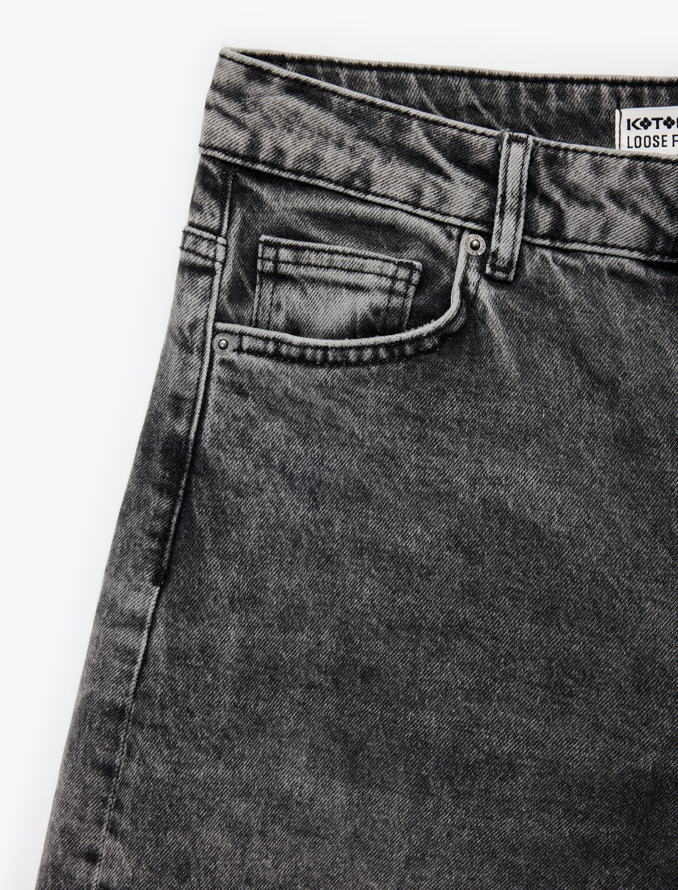   Pamuklu Bol Kalıp Düğmeli Cepli Yıkamalı Jean Pantolon - Loose Straight Fit Jean