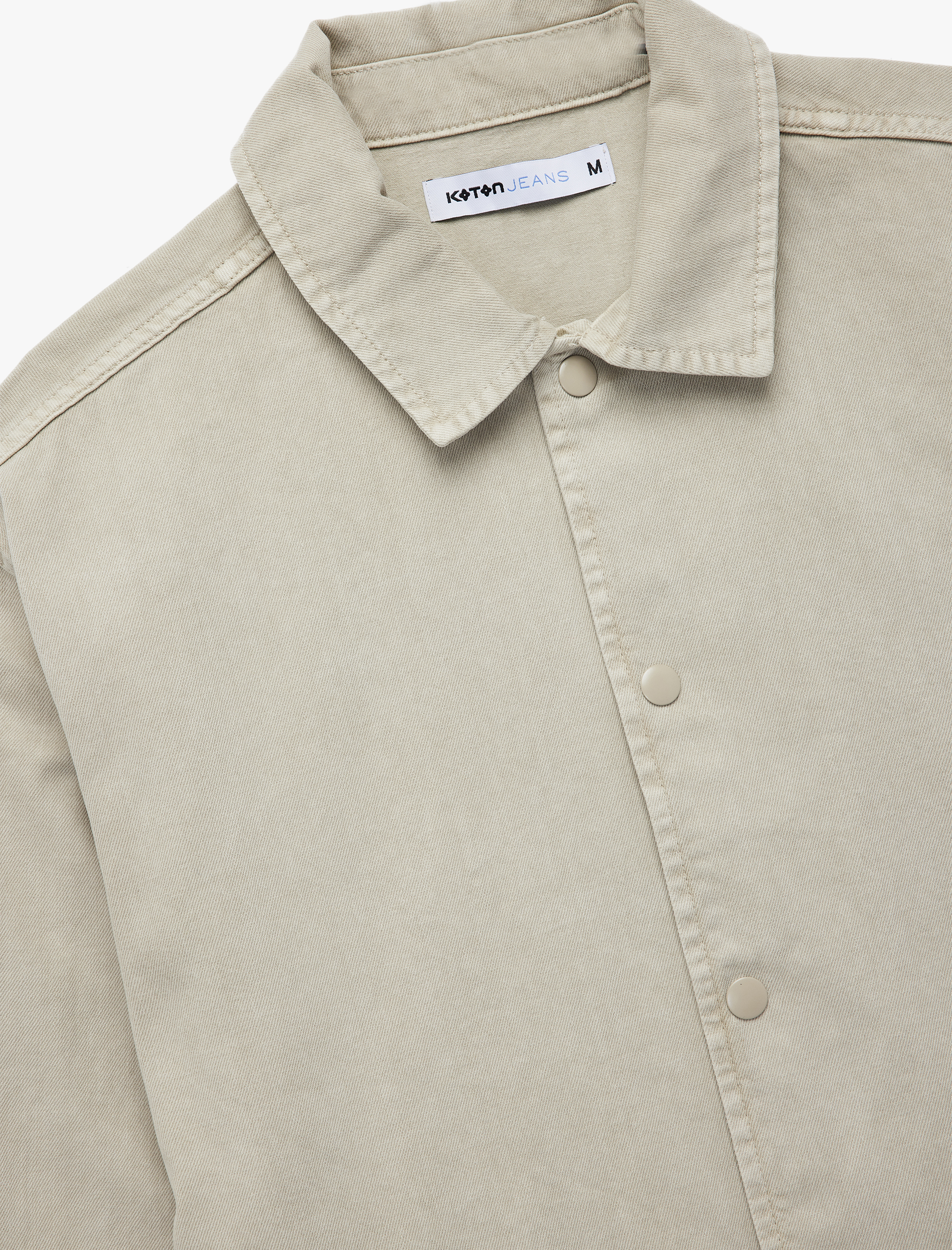   Pamuklu Cepli Bel Detaylı Gömlek Yaka Düğmeli Yıkamalı Oversize Jean Ceket