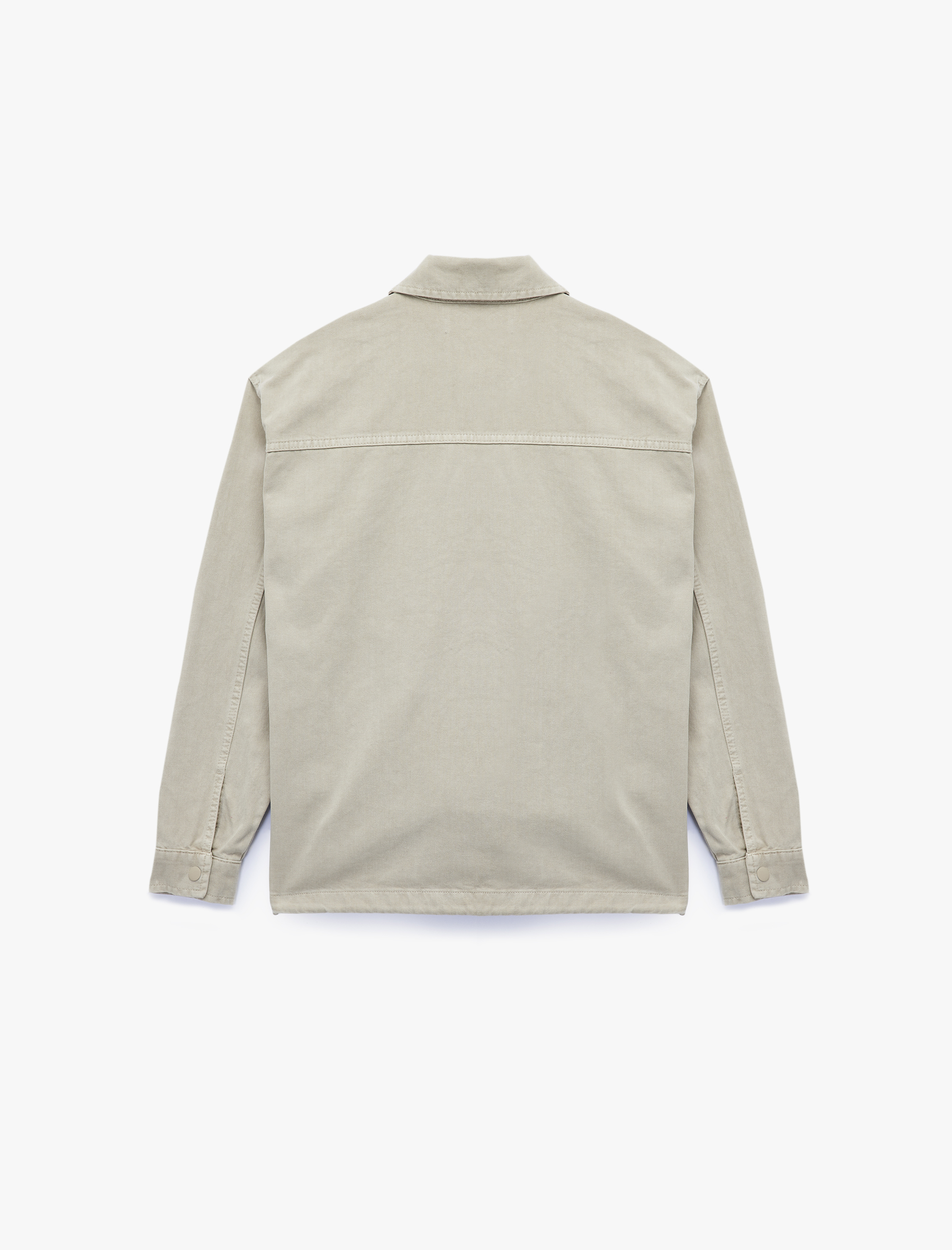   Pamuklu Cepli Bel Detaylı Gömlek Yaka Düğmeli Yıkamalı Oversize Jean Ceket