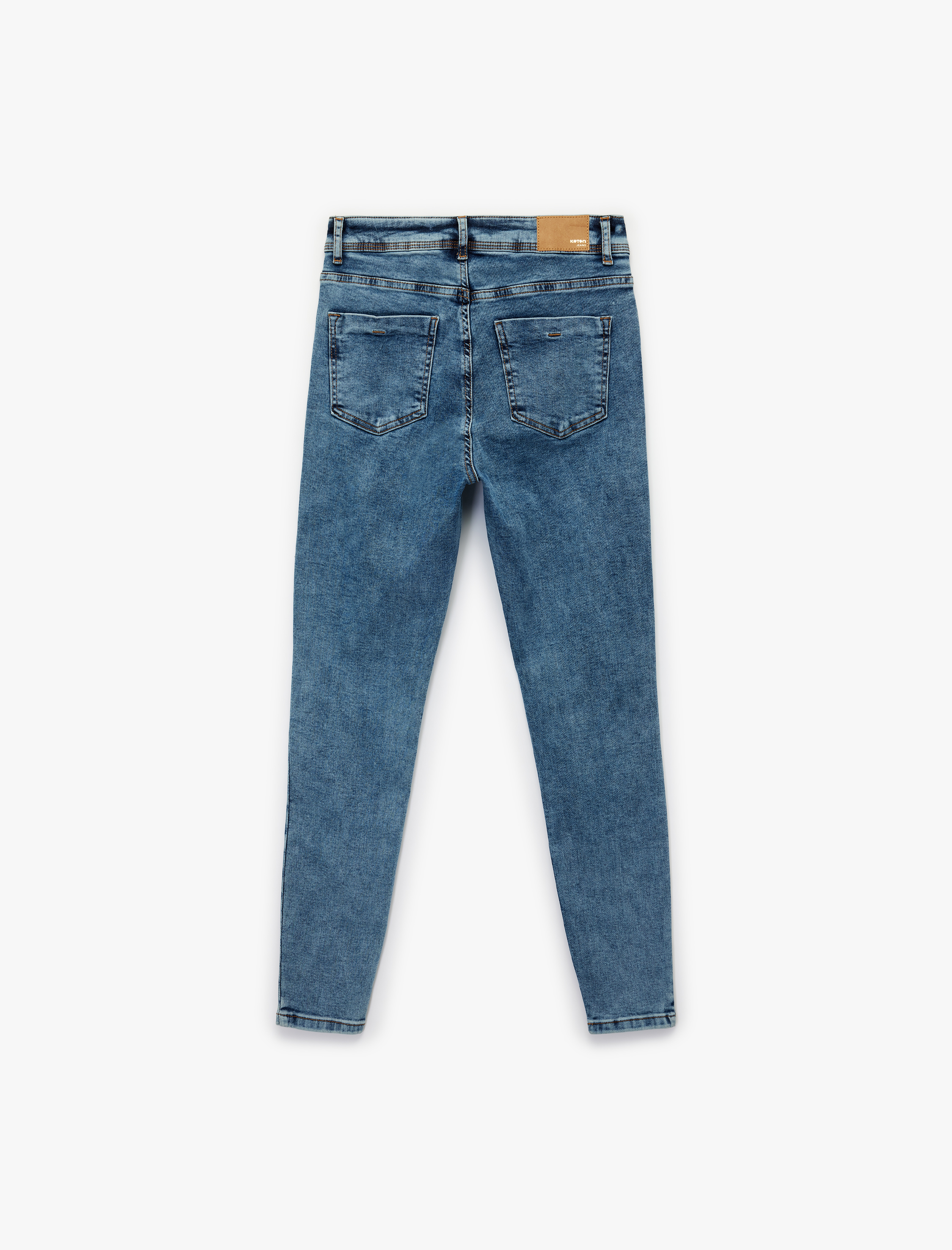   Yüksek Bel Düğmeli Cepli Dar Paça Skinny Jean Pantolon - Skinny Jeans