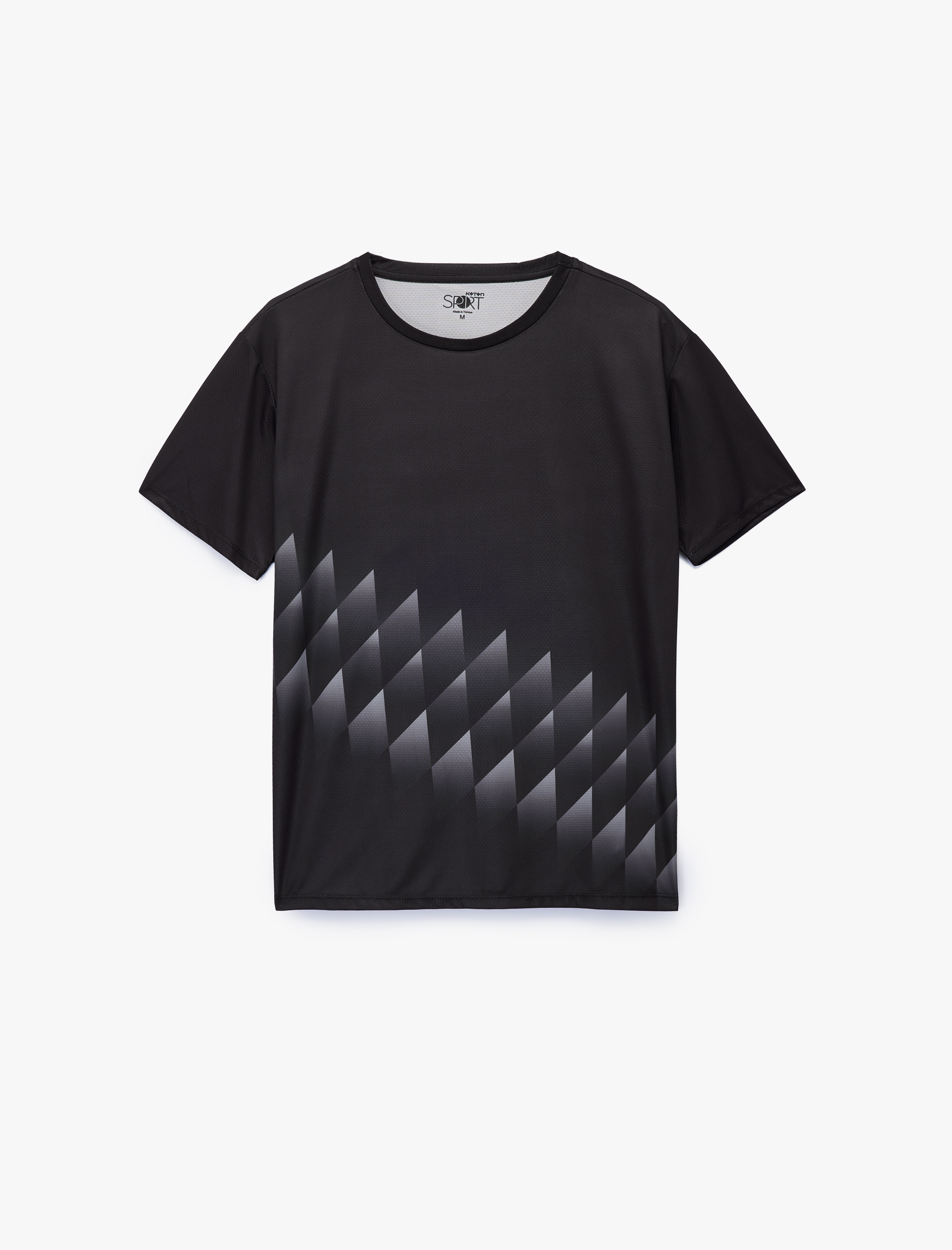   Rahat Kesim Kısa Kollu Desenli Bisiklet Yaka Spor Tişört