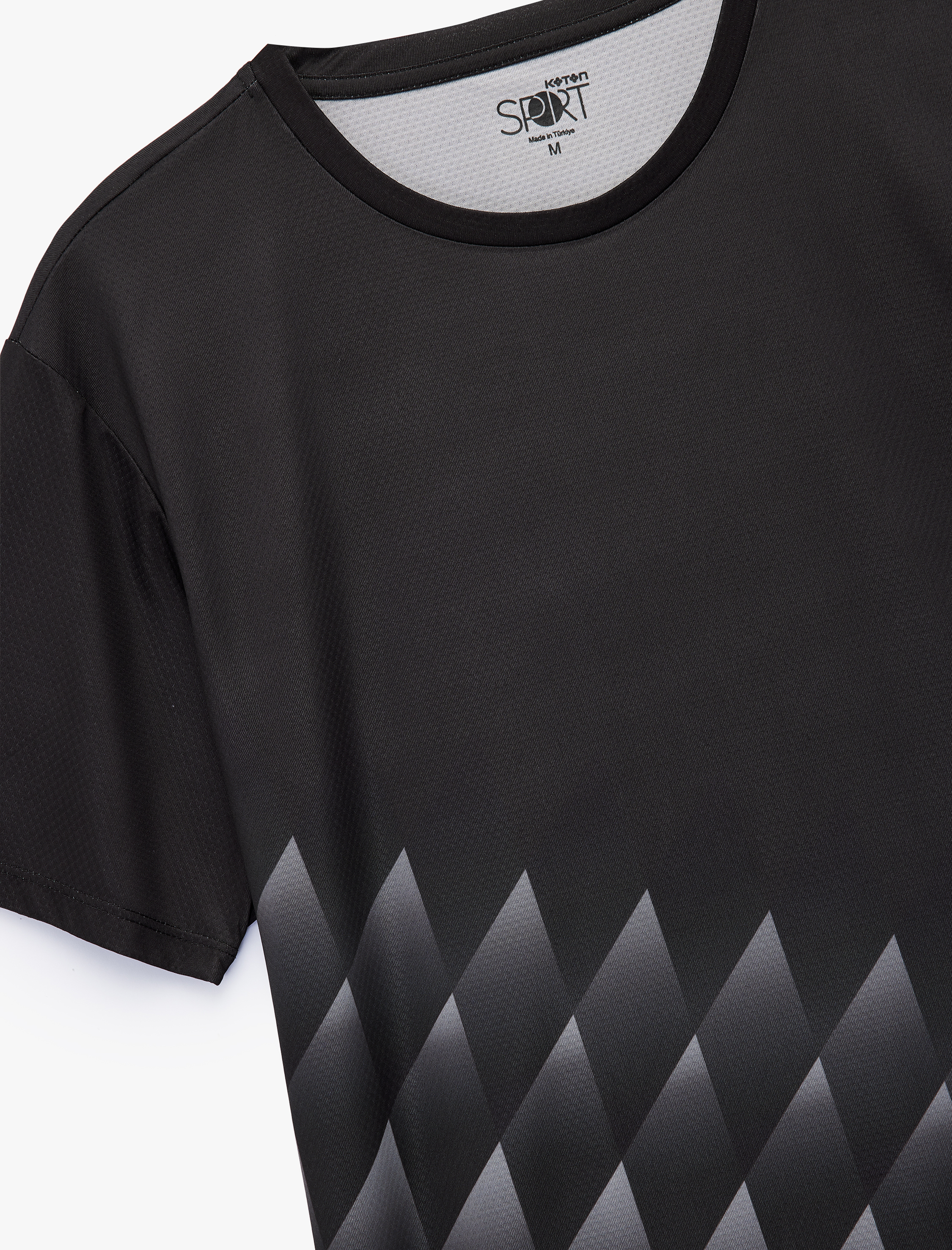   Rahat Kesim Kısa Kollu Desenli Bisiklet Yaka Spor Tişört