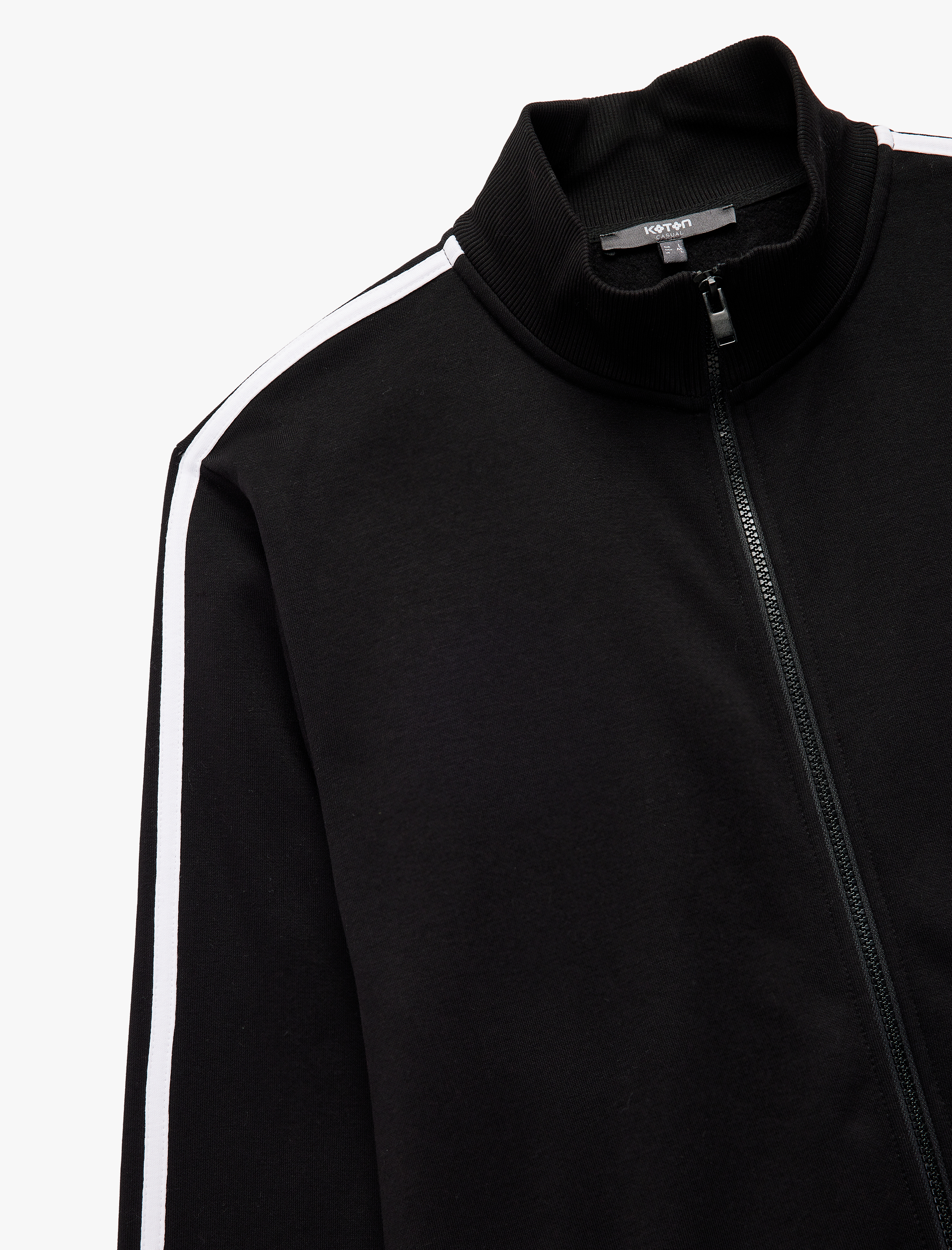   Regular Fit Uzun Kollu Biyeli Şardonlu Dik Yaka Fermuarlı Hırka