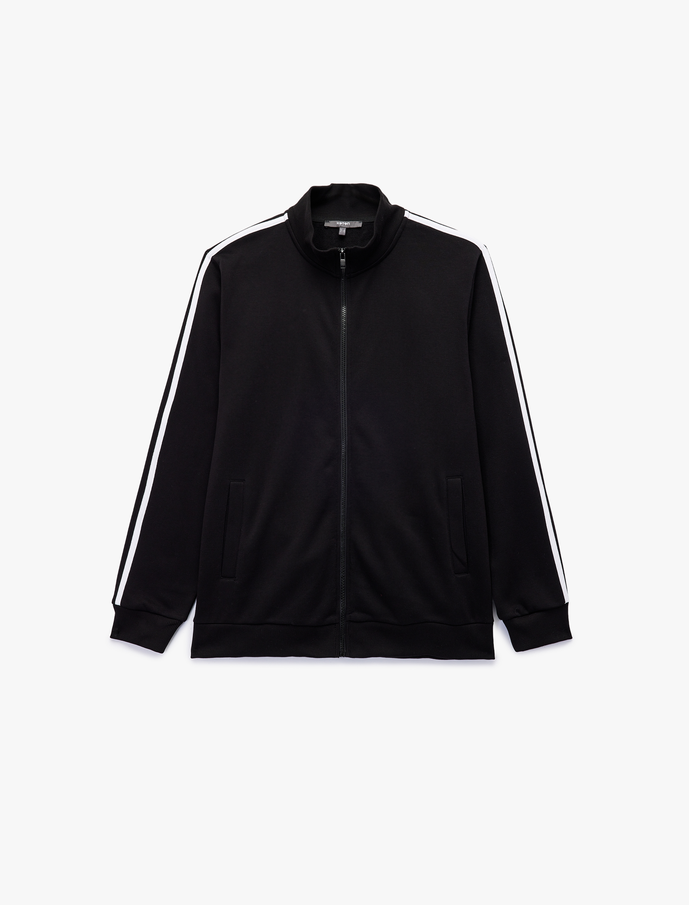   Regular Fit Uzun Kollu Biyeli Şardonlu Dik Yaka Fermuarlı Hırka