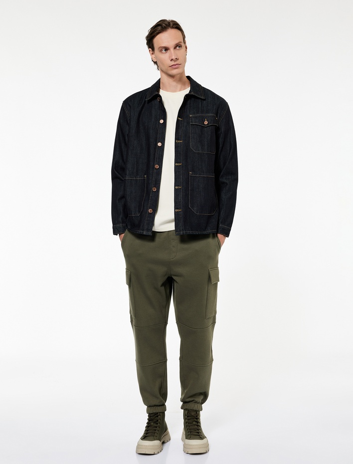  Şardonlu Kargo Cepli Beli Bağcıklı Jogger Kışlık Eşofman Altı