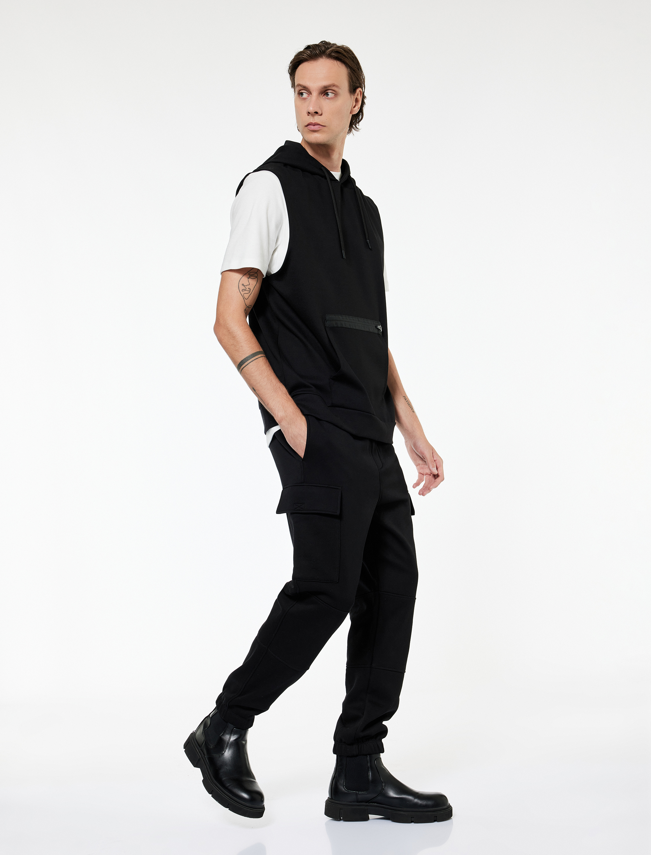   Şardonlu Kargo Cepli Beli Bağcıklı Jogger Kışlık Eşofman Altı