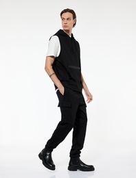 Şardonlu Kargo Cepli Beli Bağcıklı Jogger Kışlık Eşofman Altı