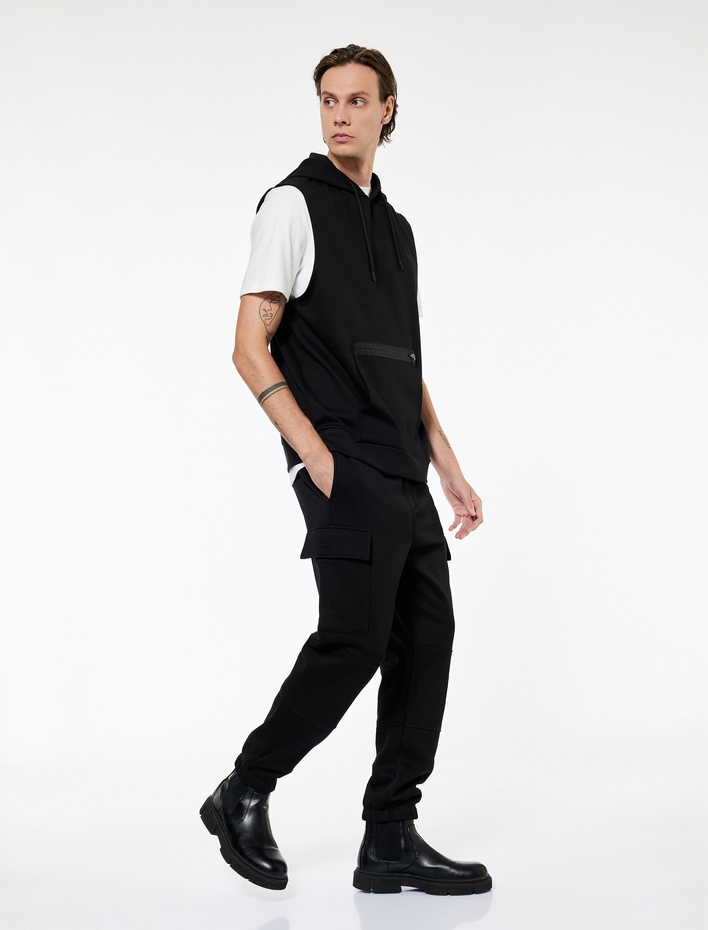  Şardonlu Kargo Cepli Beli Bağcıklı Jogger Kışlık Eşofman Altı