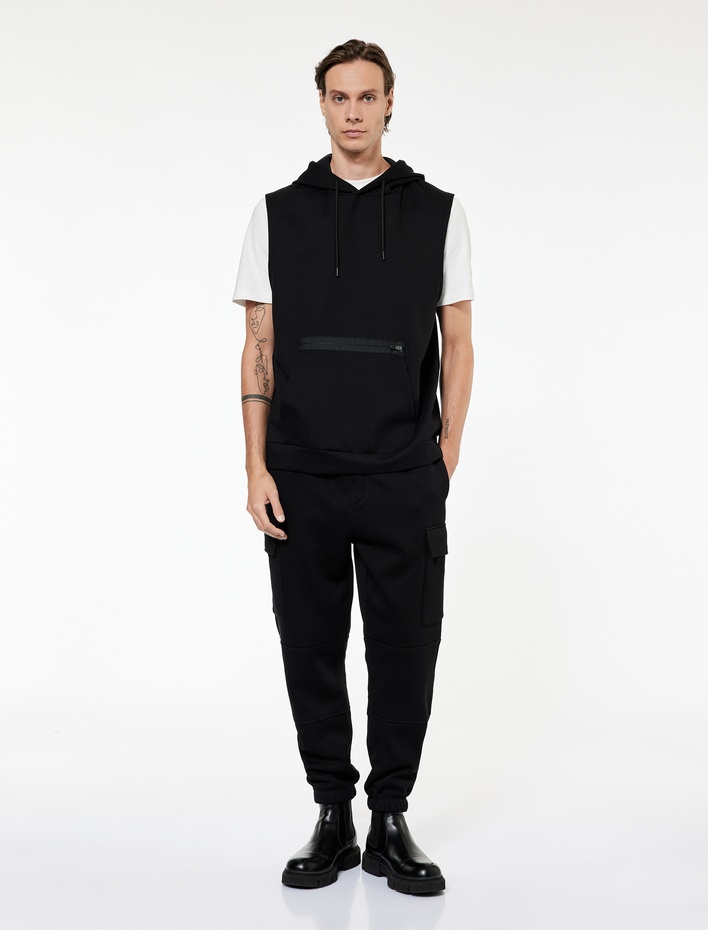  Şardonlu Kargo Cepli Beli Bağcıklı Jogger Kışlık Eşofman Altı