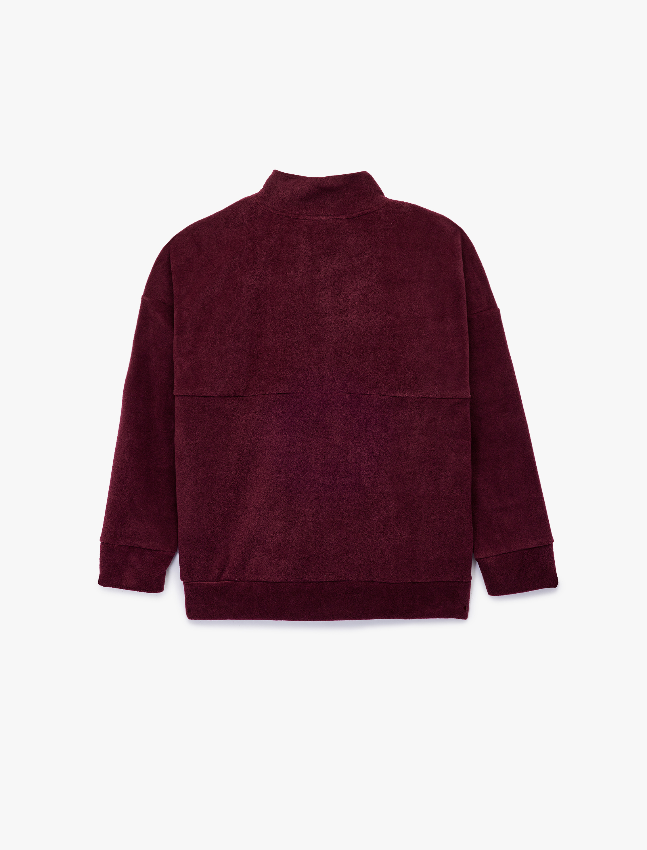   Oversize Uzun Kollu Yarım Fermuarlı Şardonlu Polar Sweatshirt