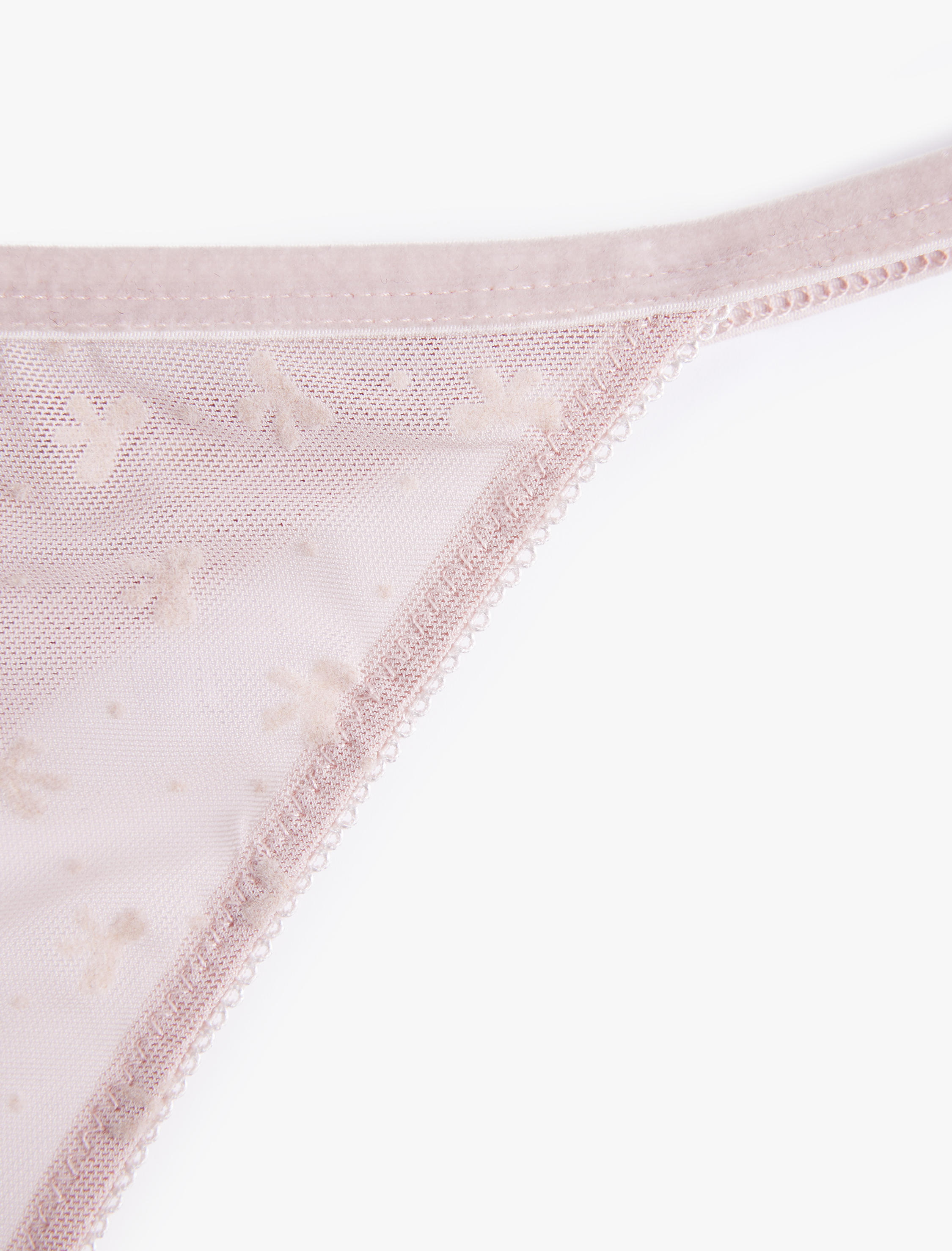   Dantel Detaylı Fiyonklu Çiçekli Tül String Külot