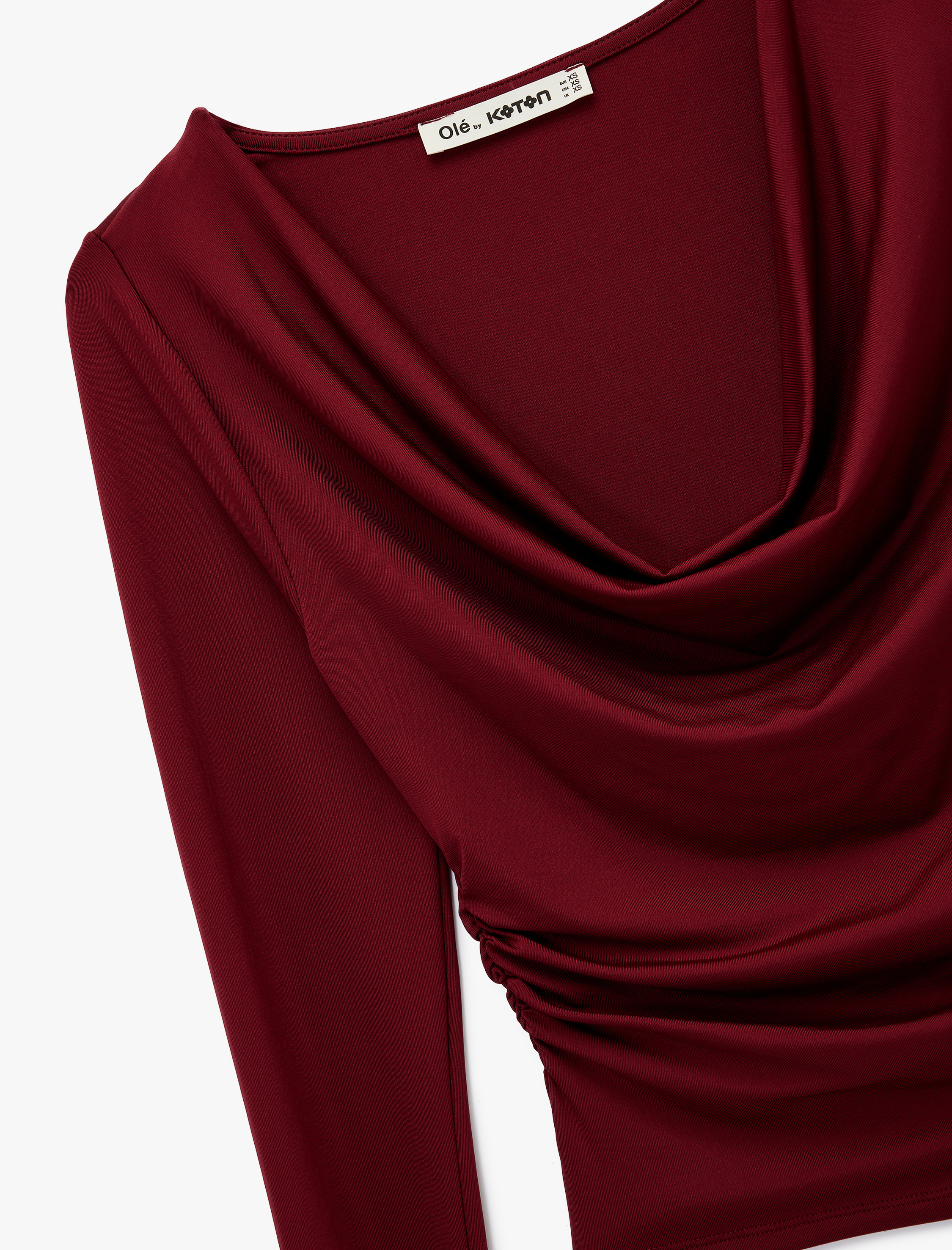 Slim Fit Uzun Kollu Degaje Yaka Drapeli Tişört