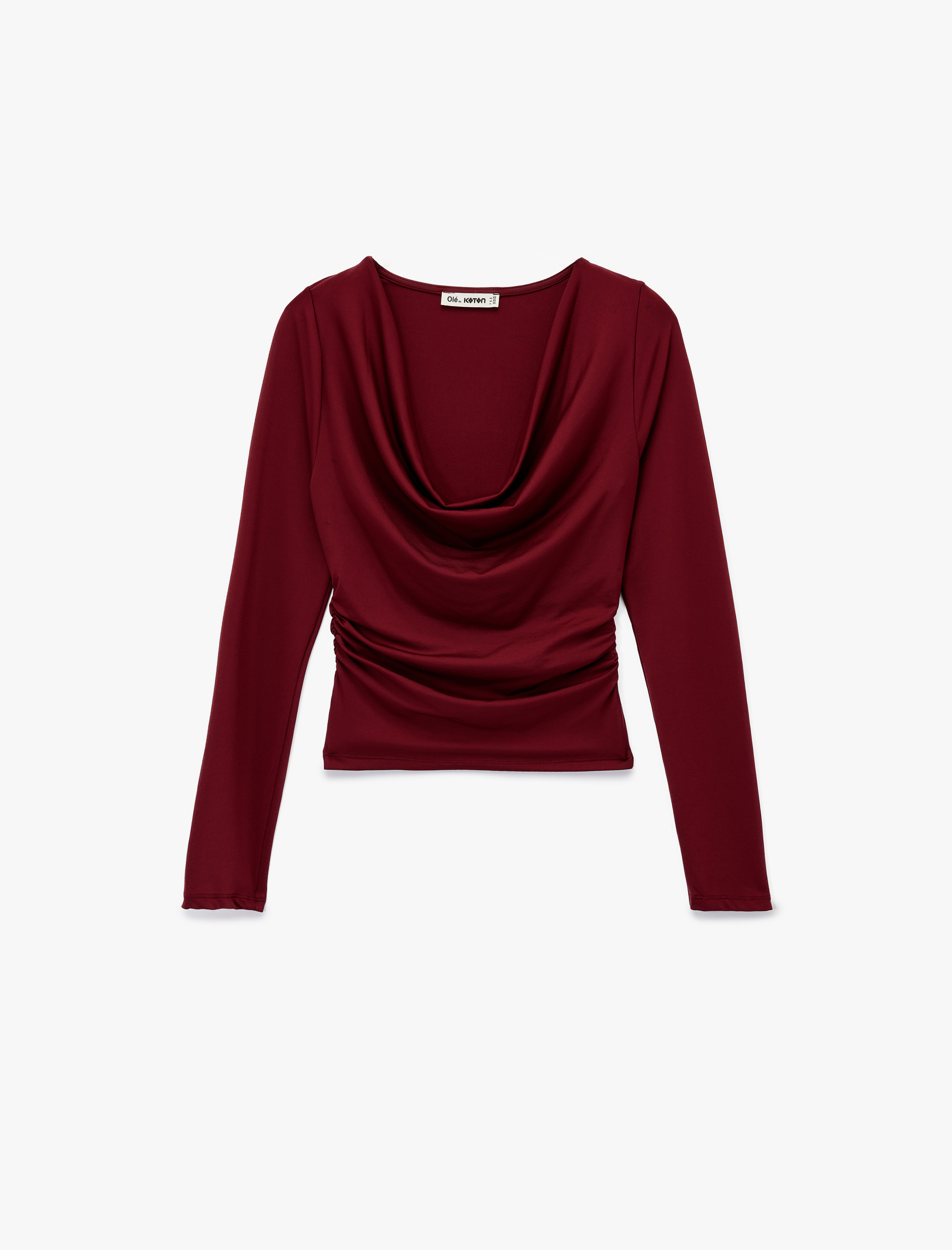 Slim Fit Uzun Kollu Degaje Yaka Drapeli Tişört