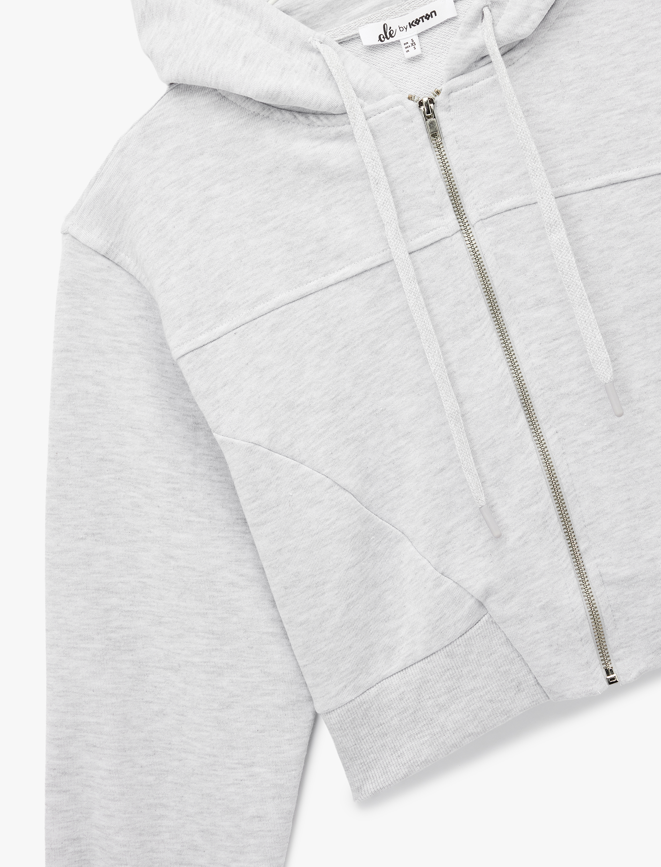   Rahat Kalıp Cep Detaylı Kapüşonlu Fermuarlı Crop Sweatshirt
