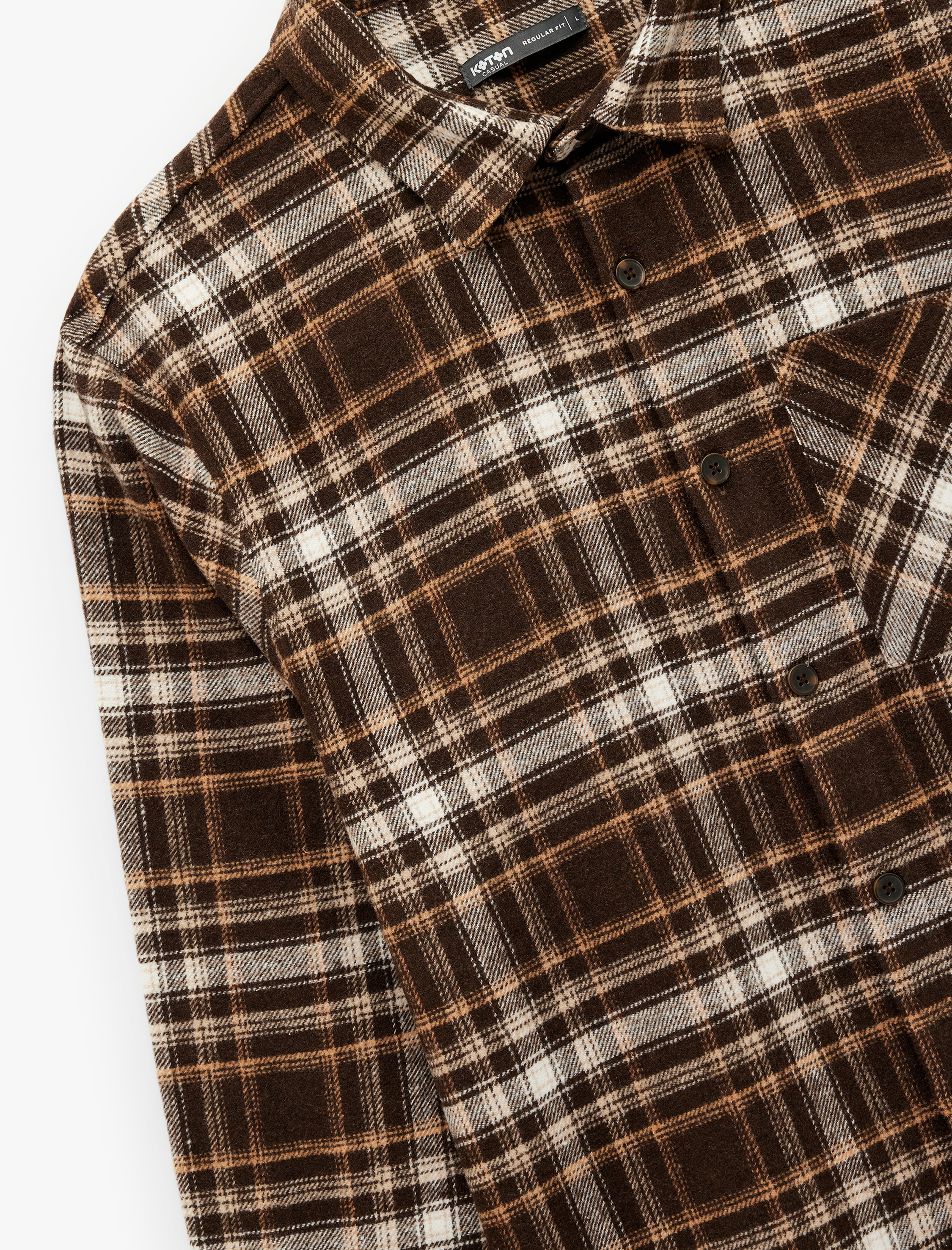   Cep Detaylı Uzun Kollu Düğmeli Ekose Oduncu Gömlek