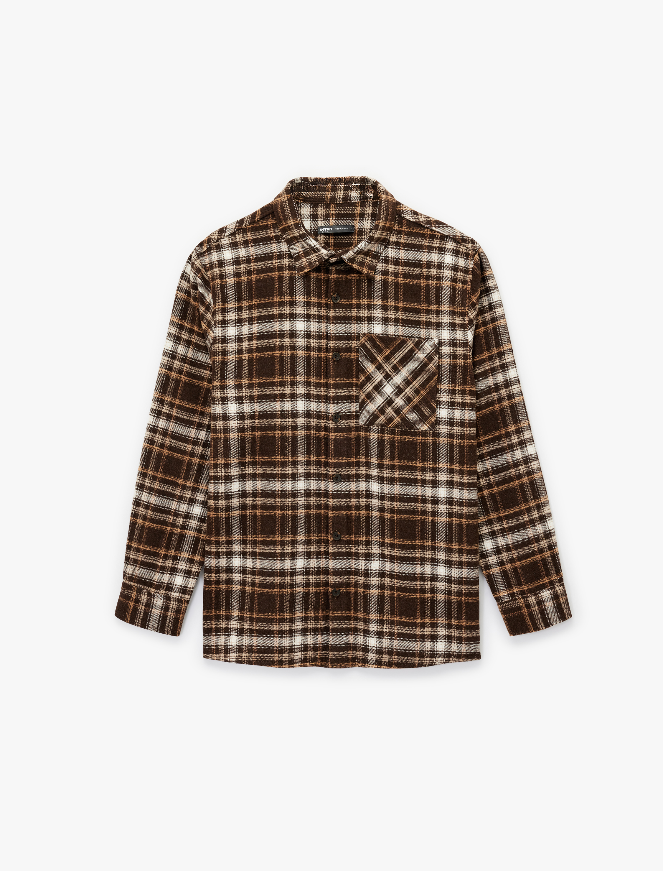   Cep Detaylı Uzun Kollu Düğmeli Ekose Oduncu Gömlek