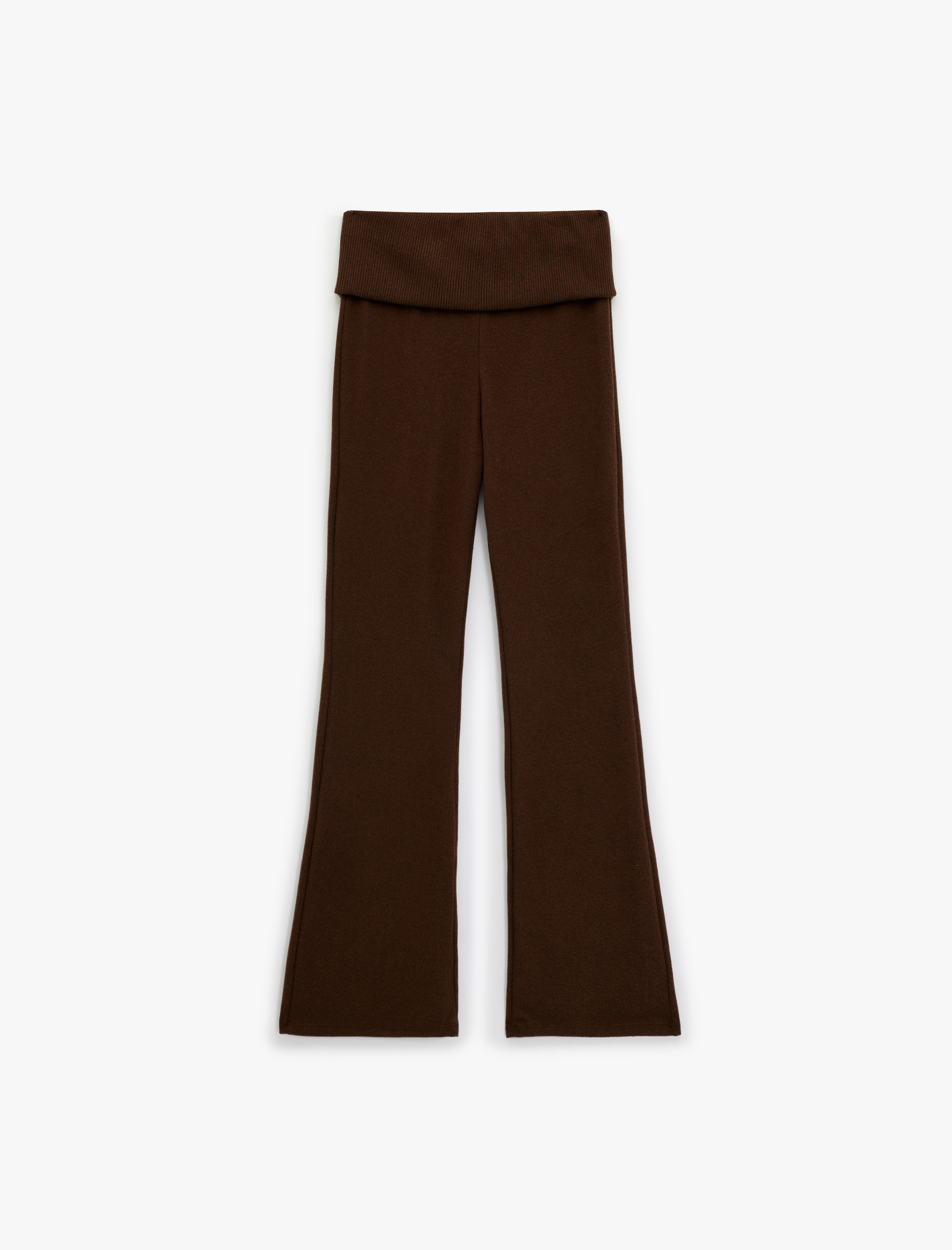   Viskon Karışımlı Yüksek Bel İspanyol Paça Tayt Pantolon