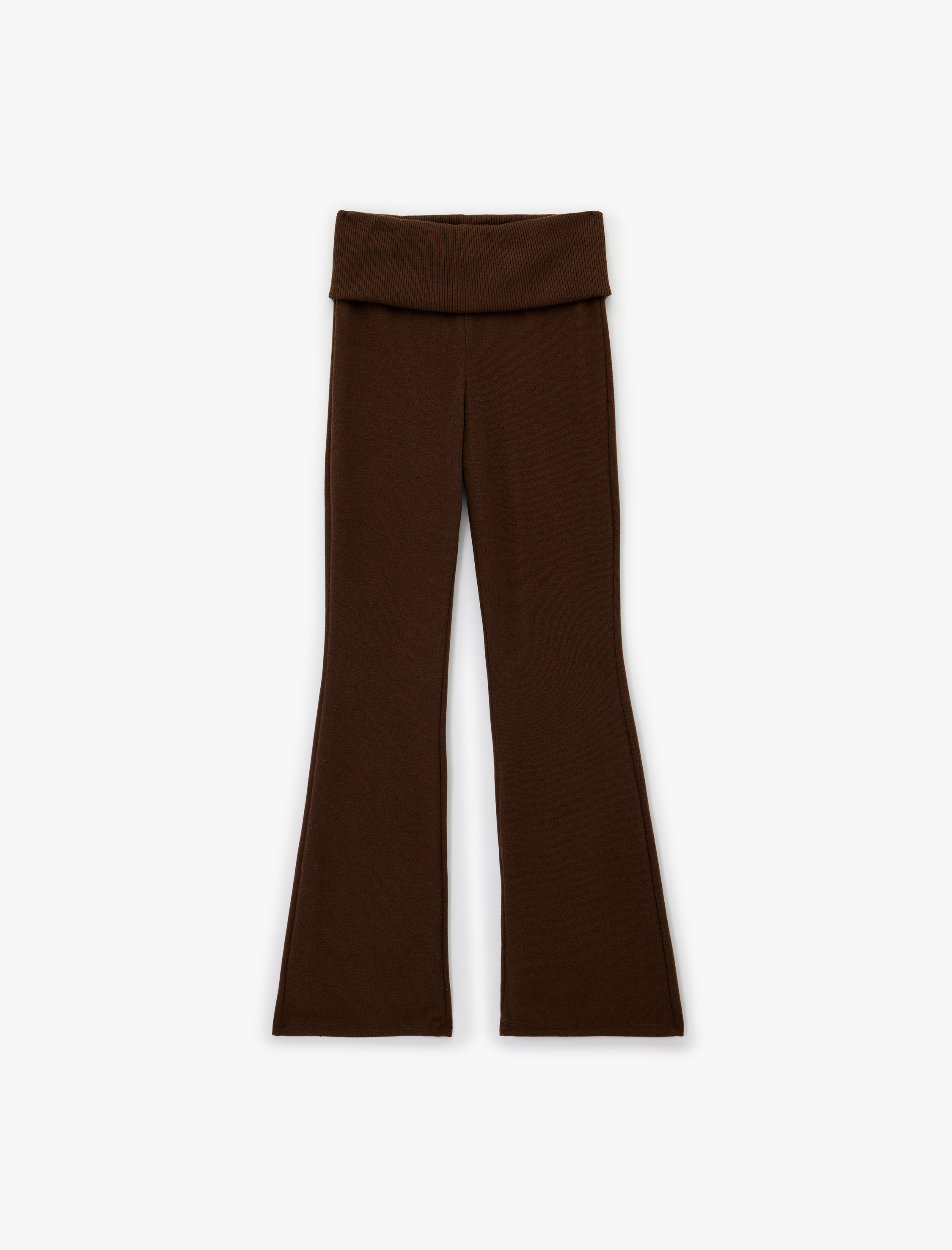   Viskon Karışımlı Yüksek Bel İspanyol Paça Tayt Pantolon