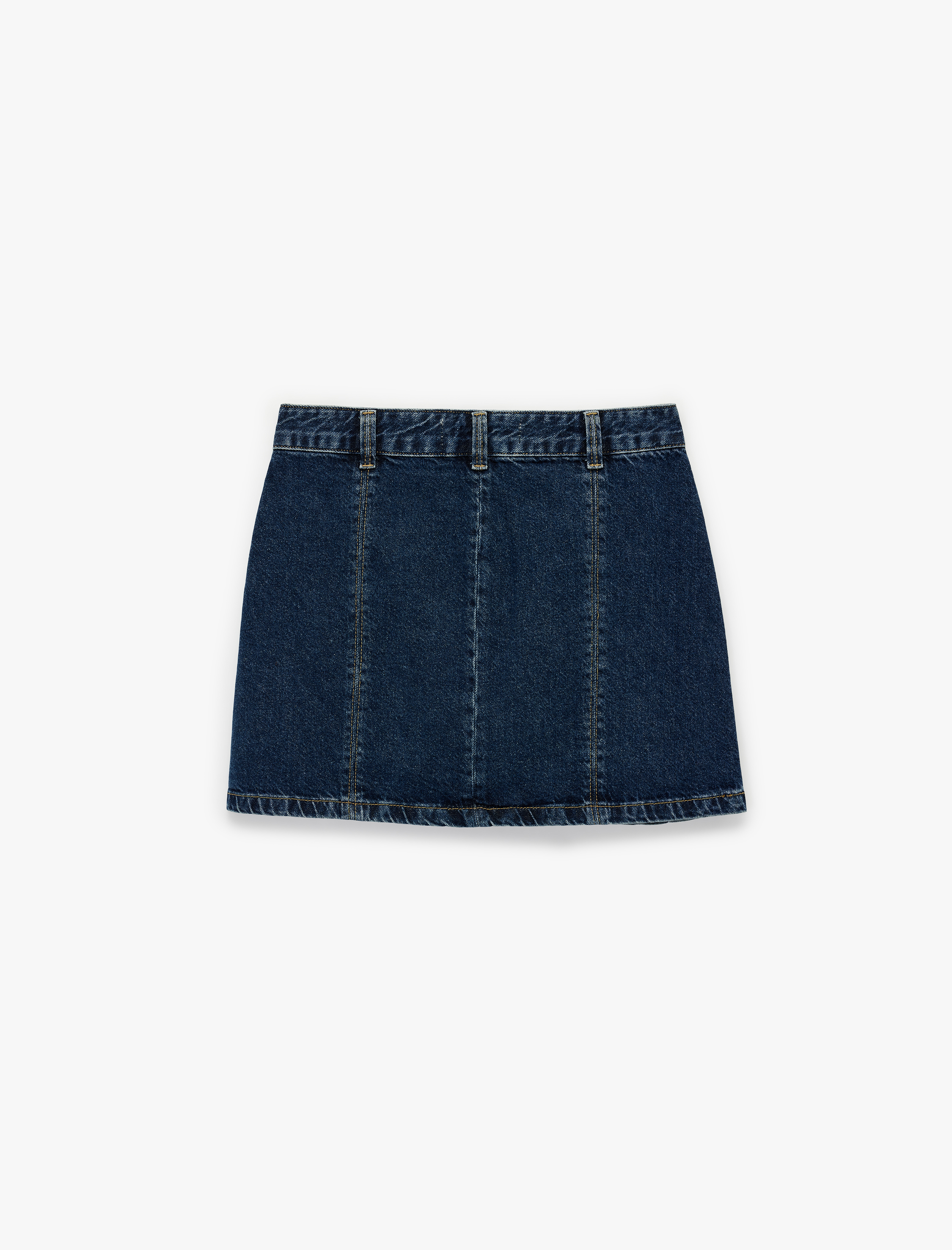   Pamuklu Düğmeli Cep Detaylı Mini Denim Etek