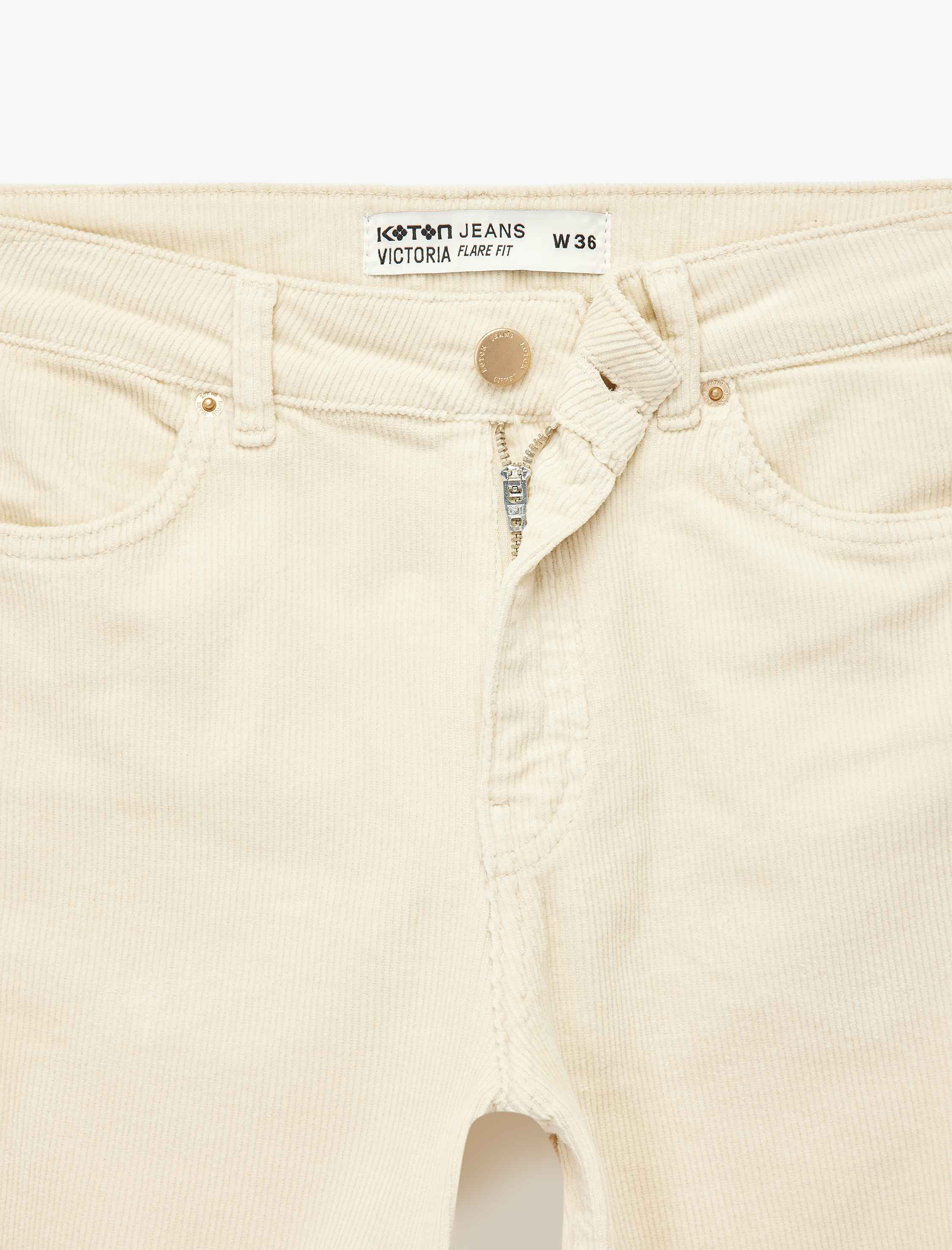   Dar Kesim Düğmeli Cepli İspanyol Paça Kadife Pantolon - Flare Jeans