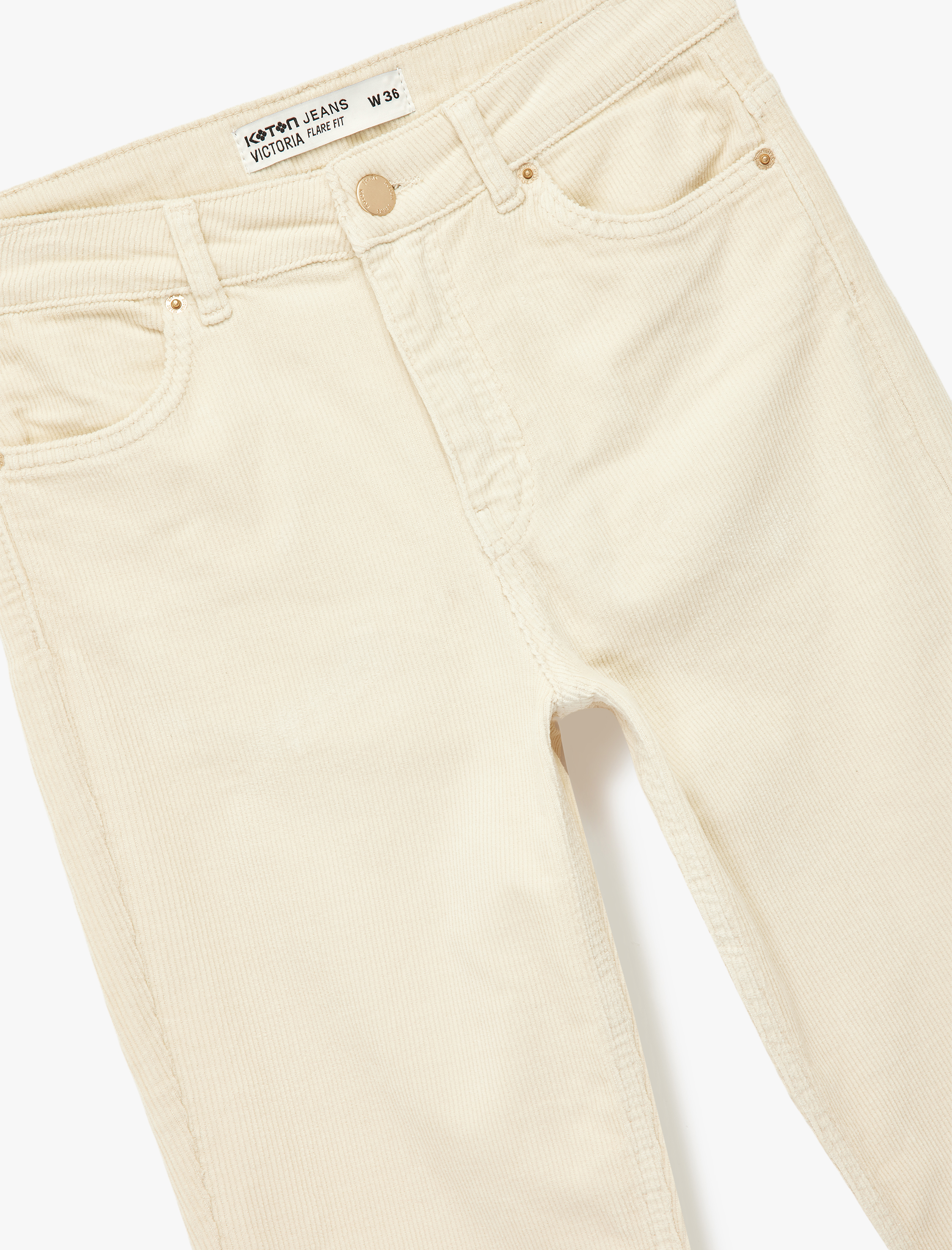   Dar Kesim Düğmeli Cepli İspanyol Paça Kadife Pantolon - Flare Jeans