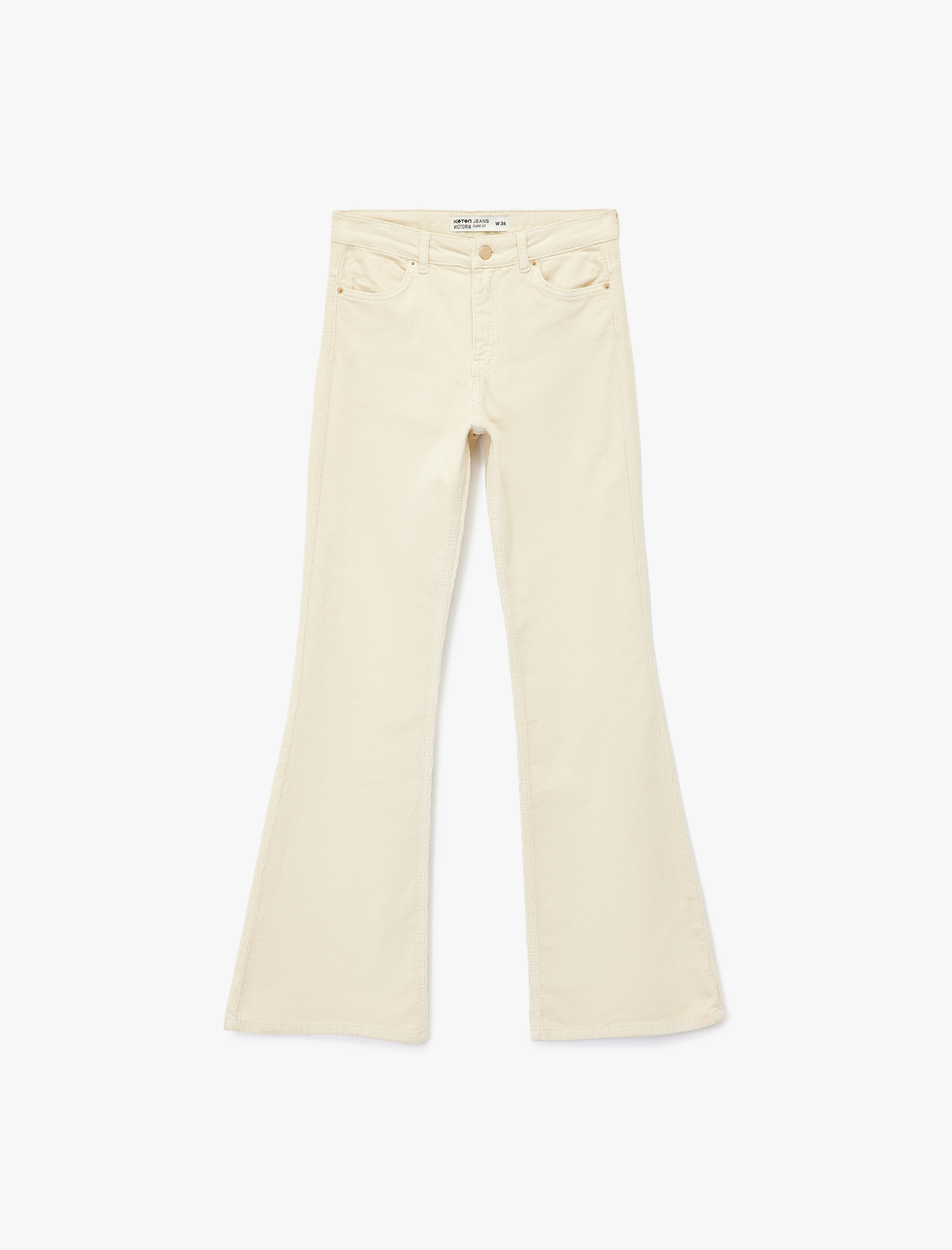   Dar Kesim Düğmeli Cepli İspanyol Paça Kadife Pantolon - Flare Jeans