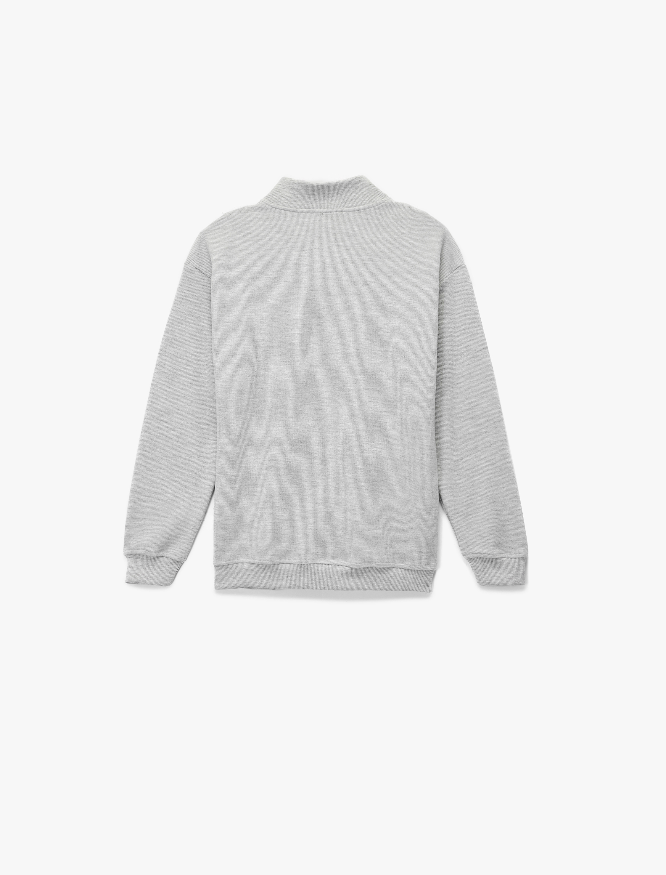  Erkek Çocuk Uzun Kollu Basic Yarım Fermuarlı Dik Yaka Sweatshirt