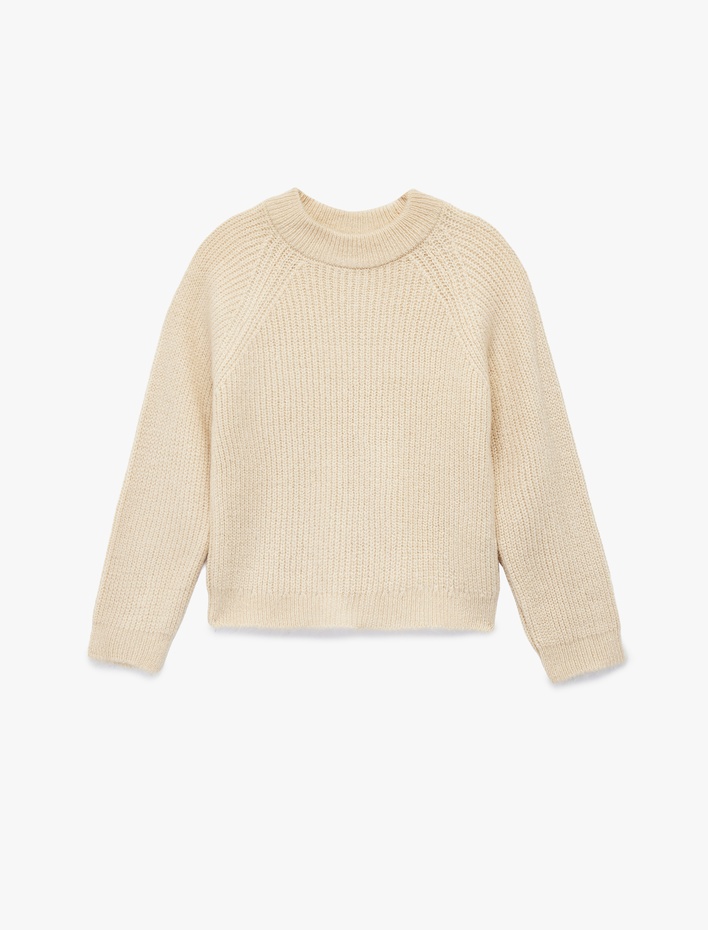 Kız Çocuk Uzun Kollu Bisiklet Yaka Basic Triko Kazak